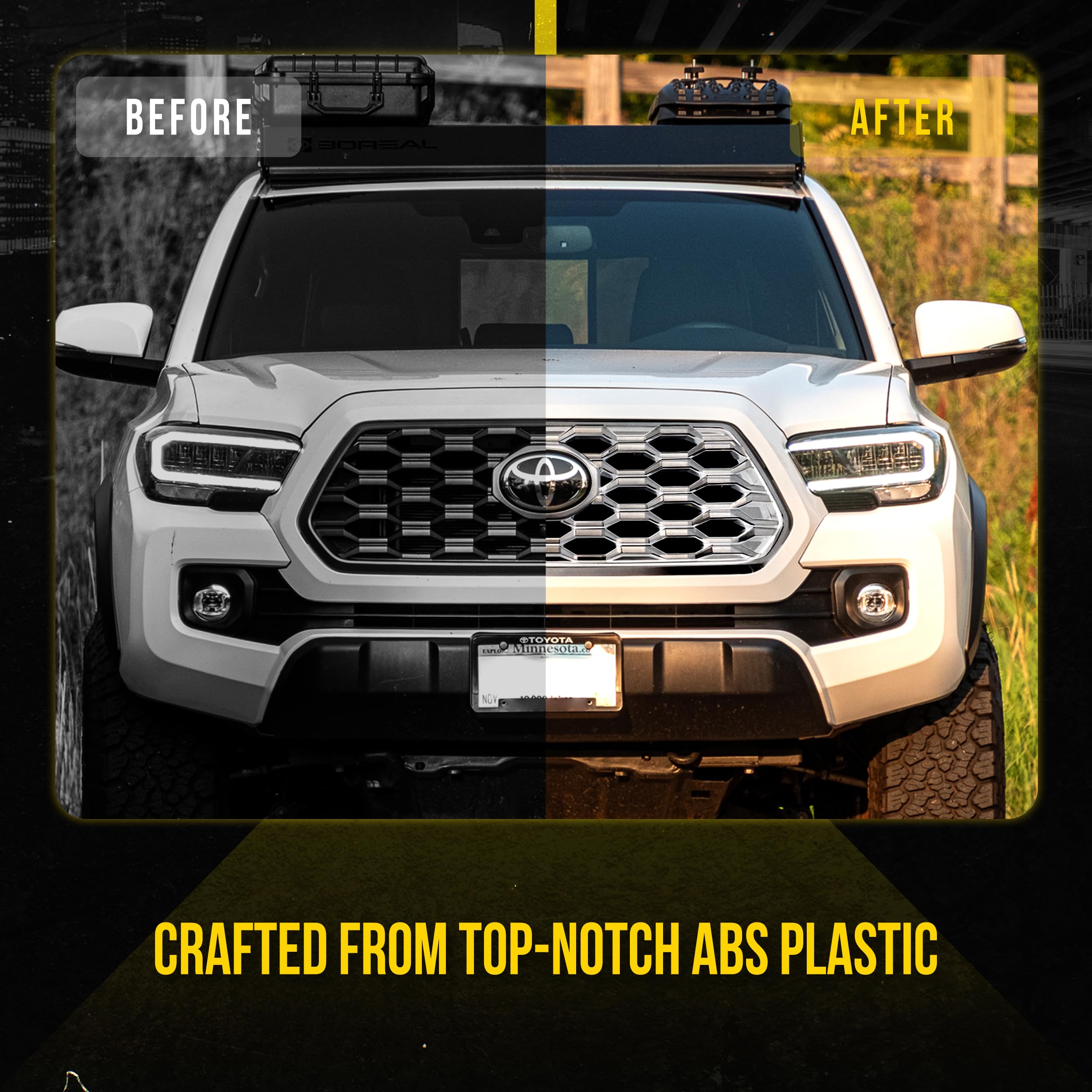 2020-2023 Toyota Tacoma TRD Sport/Off-Road Chrome Front Grille Overlay with Heavy-Duty 3M Adhesive Tape | Easy No-Tools Installation | US Patented Auto Accessory | Perfect for Off-Roading & Truck Customization