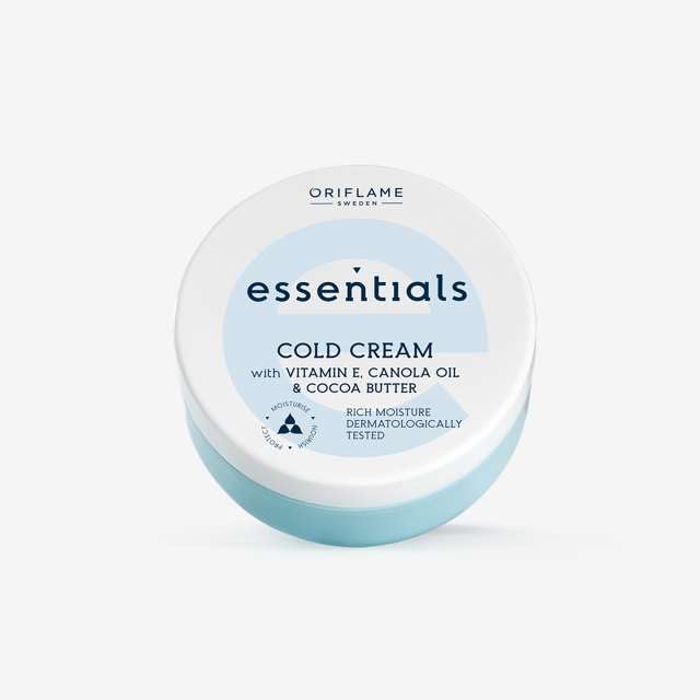 ESSENTIALS Vitamin E Cold Cream with Canola Oil & Cocoa Butter - Hydrating Moisturizer for Dry Skin, Face & Body Care, Day & Night Use