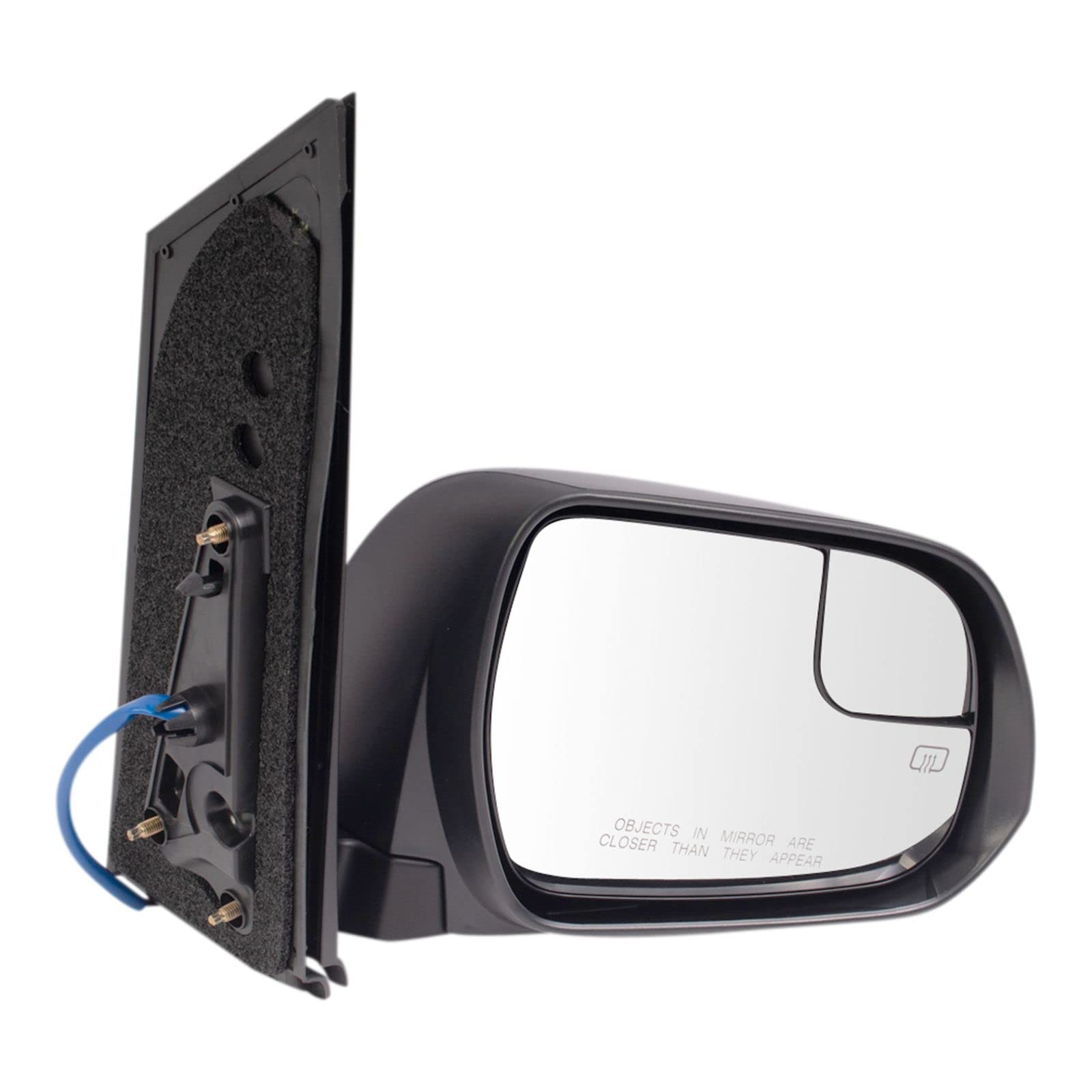 Heated Manual Folding Passenger Side Right Mirror with Spotter Glass - Compatible with 2015-2020 Toyota Sienna (Part# TO1321339) - Perfect for Winter Driving & Blind Spot Safety