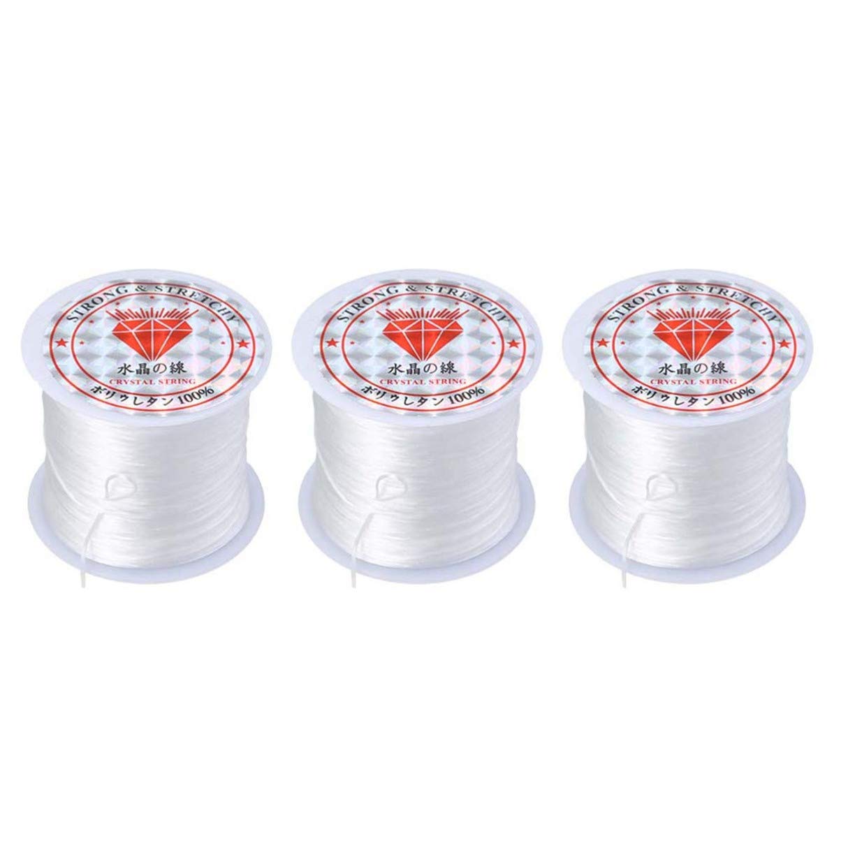 3-Piece Elastic Crystal Rope Set - Transparent Stretchable Thread for Jewelry Making, DIY Crafts, Beading & Scrapbooking - Perfect for Bracelets, Necklaces & Home Decor Projects