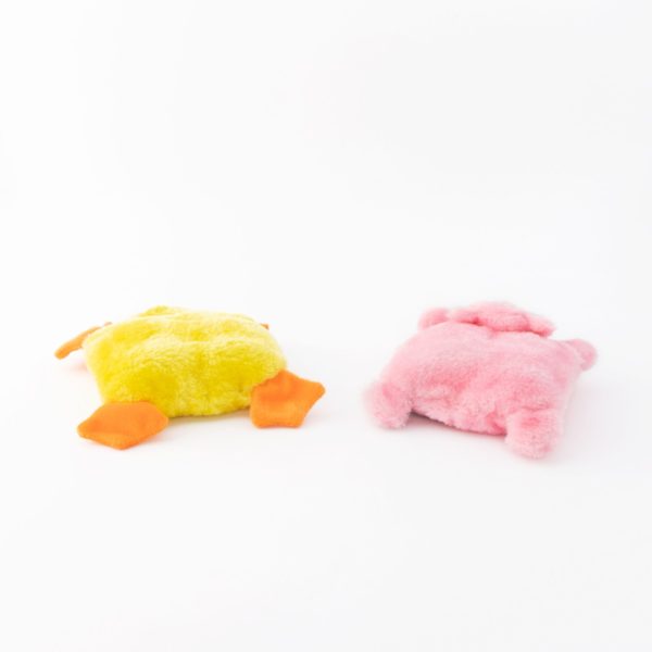 2 Pack Squeaky Duck and Pig Chew Toys for Dogs - Durable Pet Teething Toys for Puppies - Fun Interactive Playtime for Small & Large Breeds - ZippyPaws Squeakie Pads