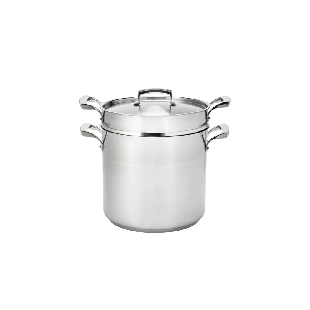 Thermalloy 9 Quart Double Boiler Set for Baking, Candy Making & Sauces - Stainless Steel Cookware with Pour Spout & Tempered Glass Lid - Perfect for Home Chefs & Professional Kitchens