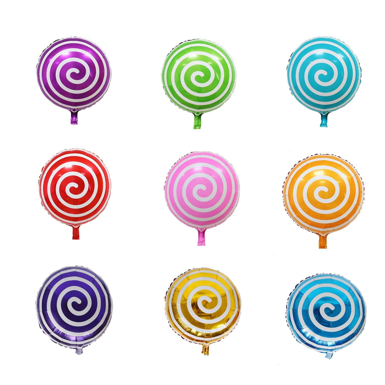 21 Pack Candy Balloons Set - 13 Round Lollipop Balloons & 8 Candy-Shaped Balloons | Candyland Party Decorations | Aluminum Foil Balloons for Birthday, Wedding, Baby Shower (Indoor/Outdoor Decor)
