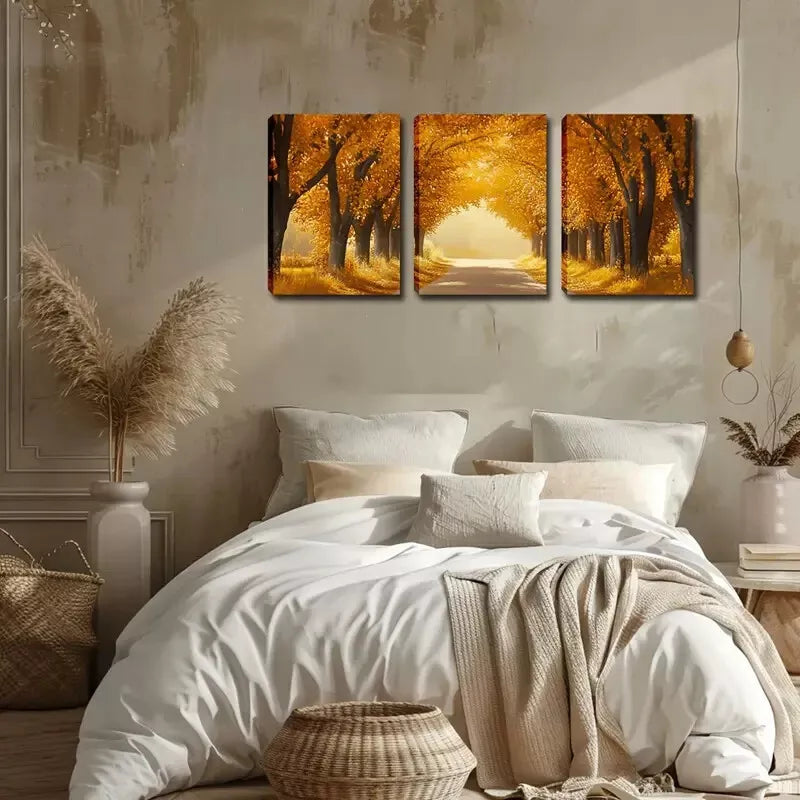 3-Piece Romantic Autumn Forest Wall Art Set - Framed Canvas Prints 40x60cm | High Quality Australian Made | Ready to Hang | Perfect for Living Room, Bedroom & Office Decor