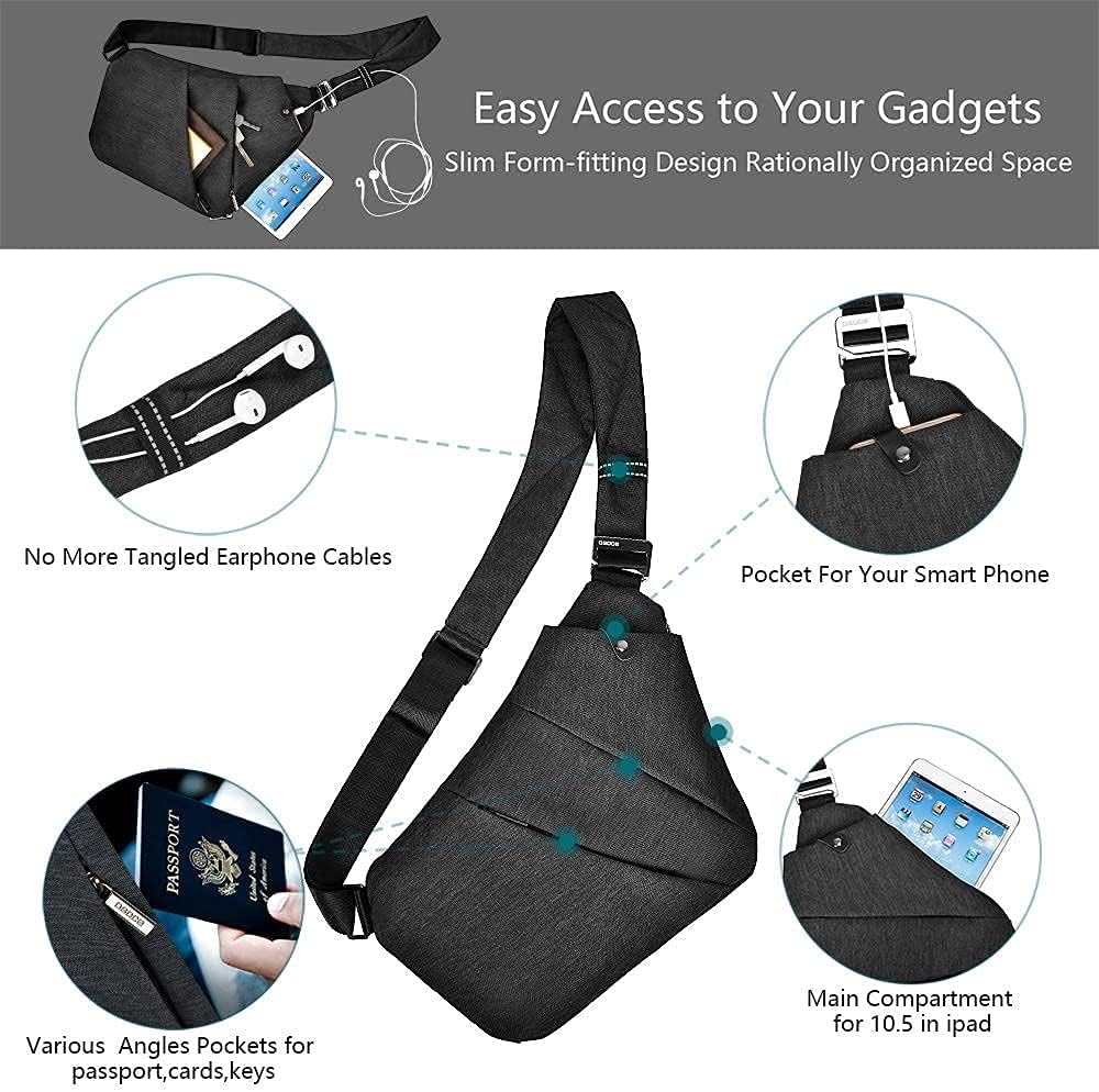 Men's Anti-Theft Sling Bag - Lightweight Crossbody Shoulder Bag for Travel, Gym & Daily Use | Durable & Stylish Casual Messenger Bag