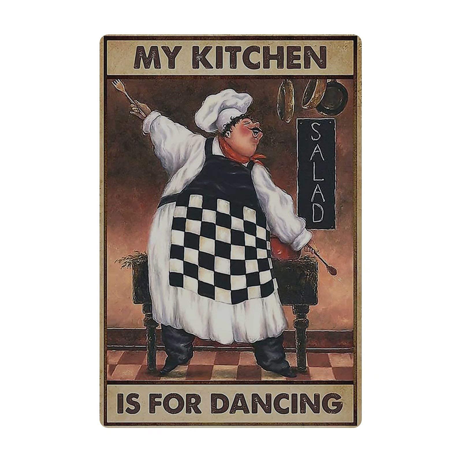 Vintage Metal Tin Sign for Kitchen Wall Decor - Retro 8x12 Inches Art Plaque for Bar, Restaurant & Home - Perfect for Dancing, Cooking & Dining Areas