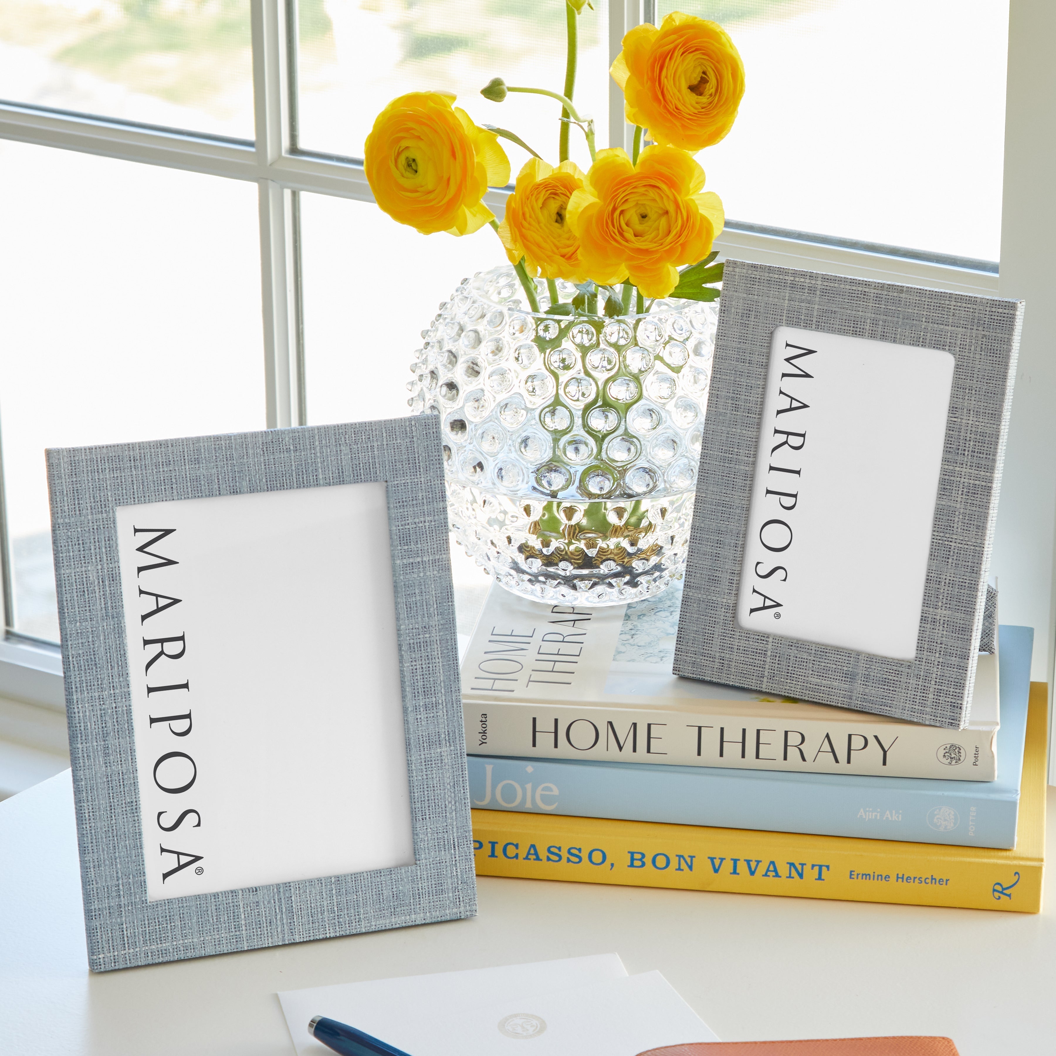 Heather Blue Faux Grasscloth 4x6 Frame - Elegant Wall Decor for Living Room, Bedroom & Office - Perfect for Home & Commercial Spaces