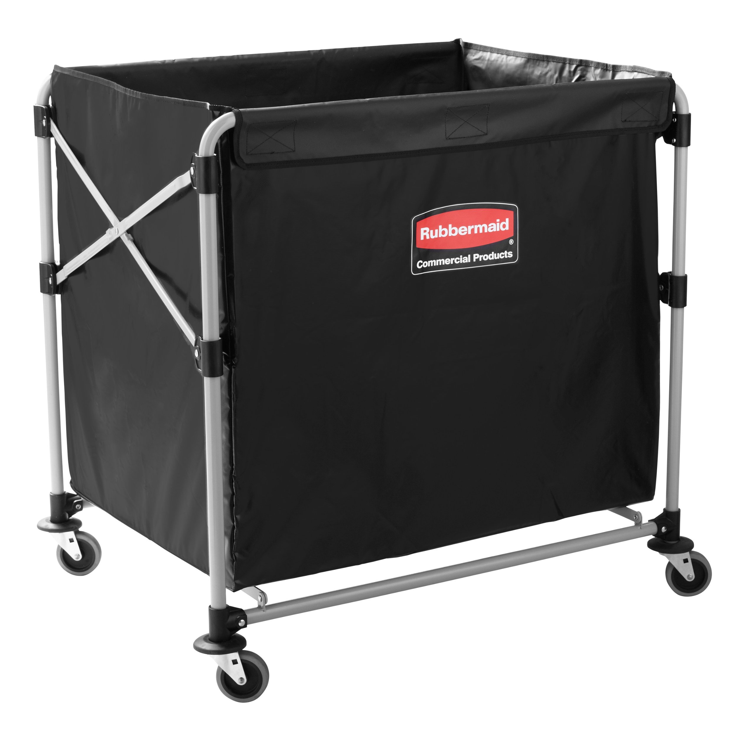 Rubbermaid Commercial Collapsible X Cart - 8 Bushel Steel Laundry Bin with Wheels for Hotel, Nursing Home, College & Home Use - Heavy Duty Utility Cart for Laundry, Supplies & Groceries - Ideal for Commercial & Residential Spaces