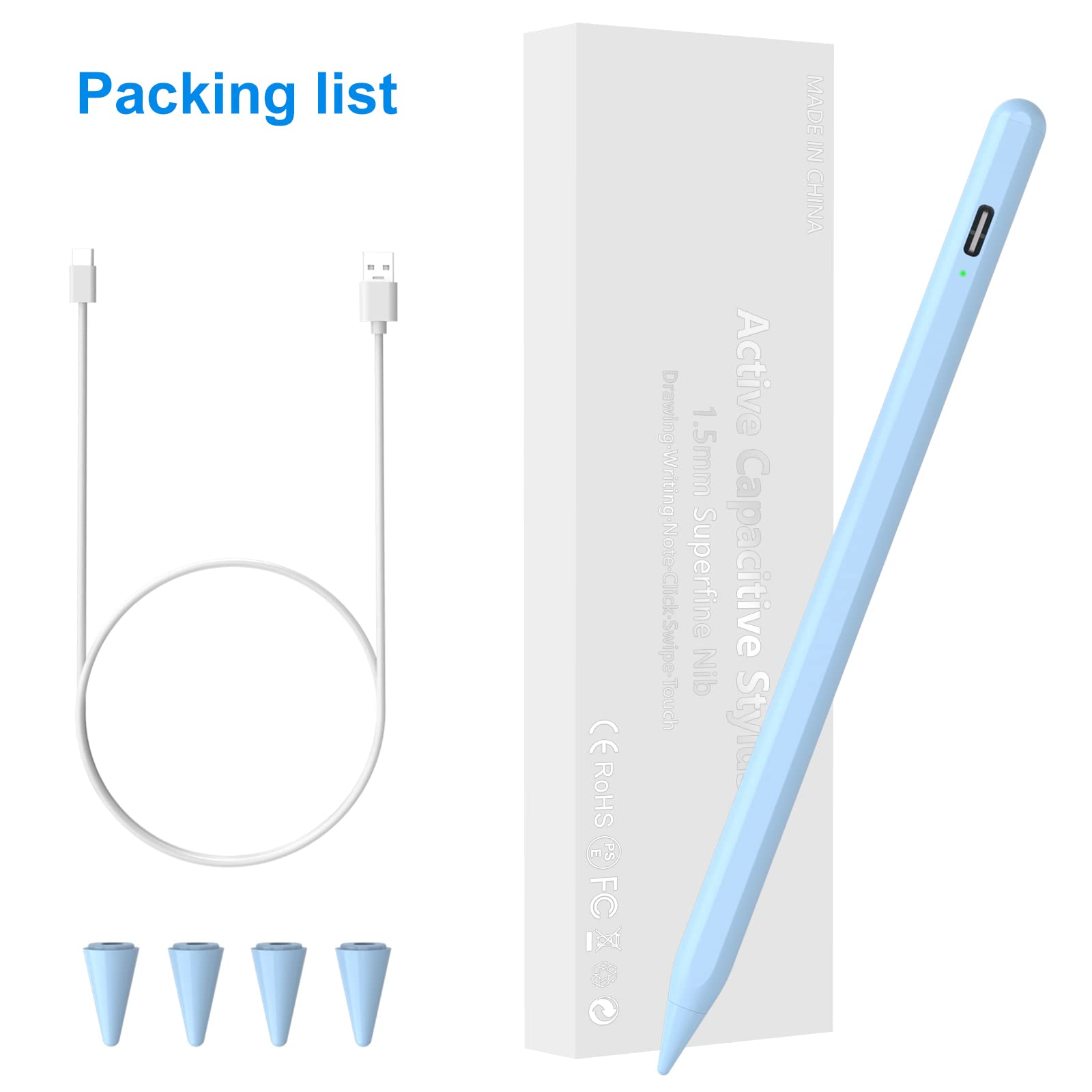 AMZCASE Stylus Pen for iPad 2018-2022 - Apple Pencil Compatible with iPad 10/9/8/7/6th Gen, iPad Mini 6/5th, iPad Air 4/3rd, iPad Pro 11