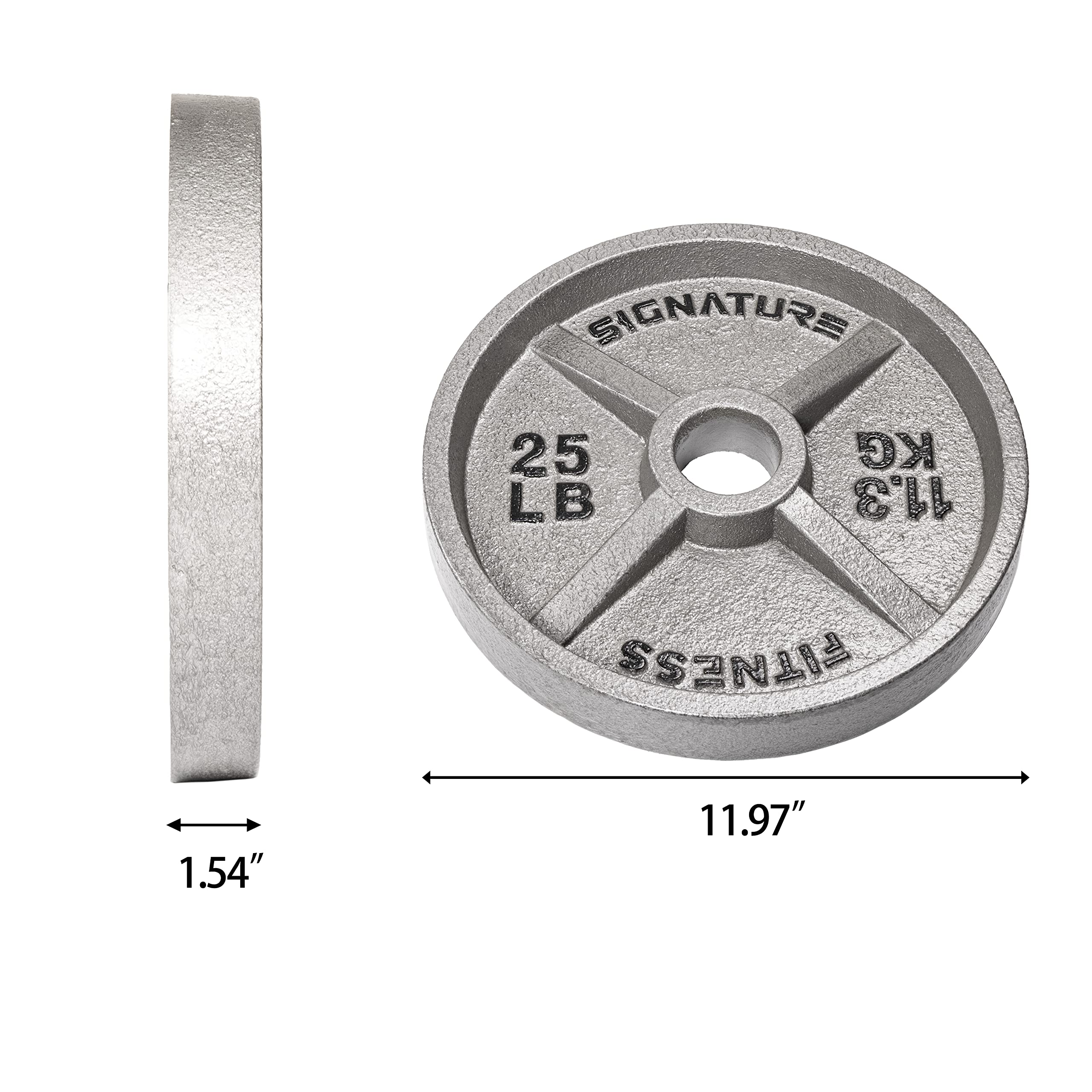 Signature Fitness Deep Dish 2-Inch Olympic Cast Iron Weight Plates with E-Coating - Durable Gym & Home Workout Equipment for Strength Training & Weightlifting