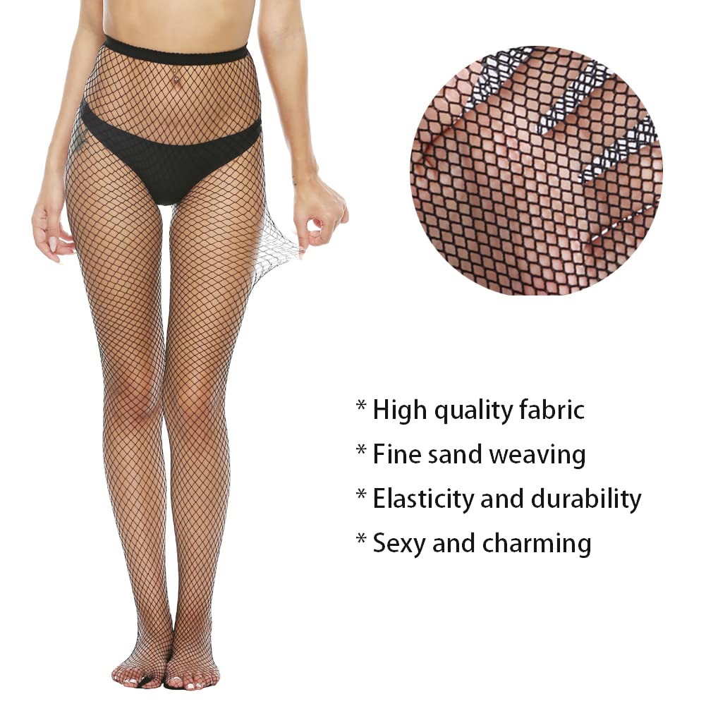 Sexy Women's High Waist Fishnet Stockings - Hollow Out Pantyhose with Small & Big Hole Design for Party, Cosplay & Night Out