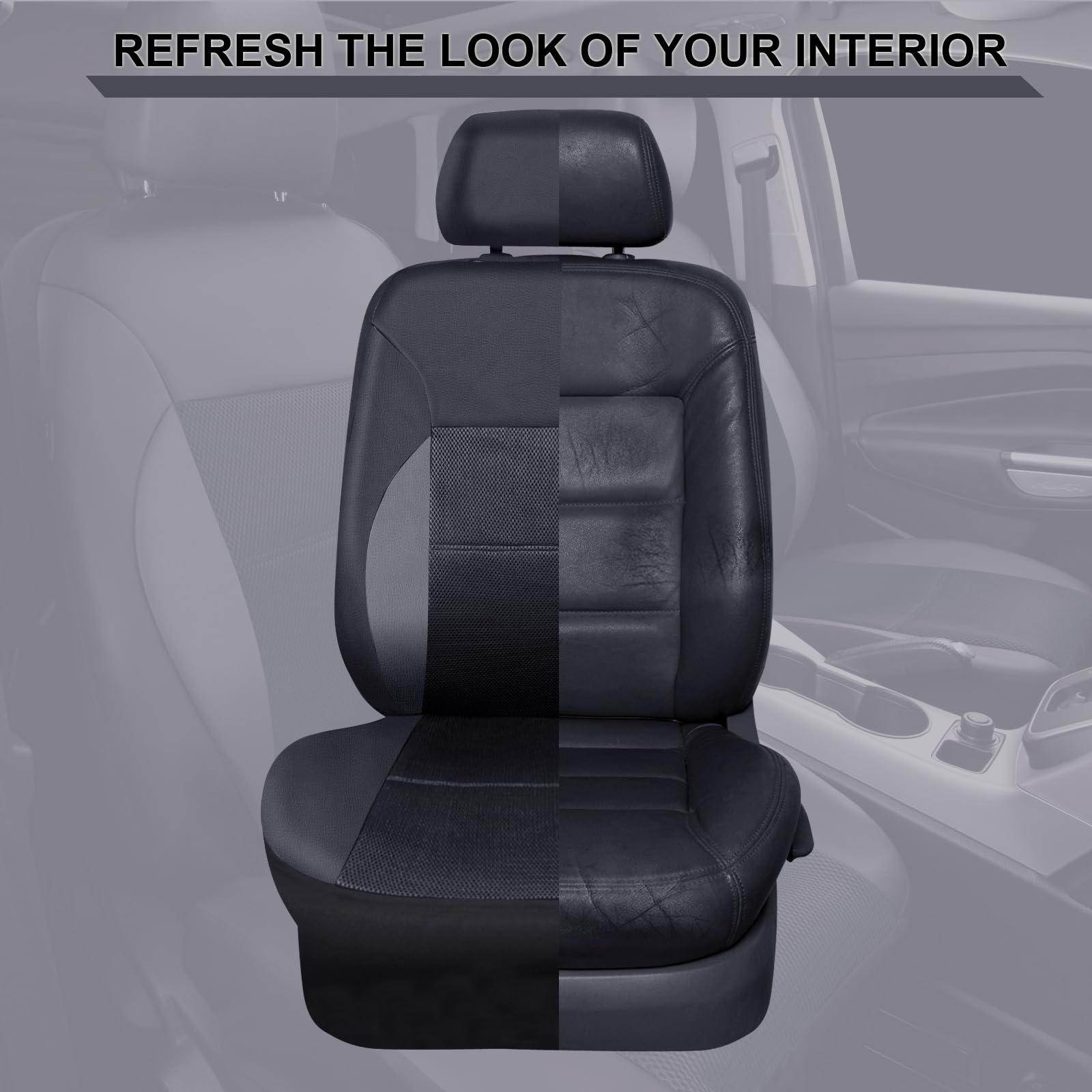 Premium Luxury Leather Air Mesh Car Seat Covers Full Set - Breathable Universal Fit for Sedan, SUV & Truck - 5mm Composite Sponge & Airbag Compatible (Black) | Perfect for Daily Commute, Road Trips & Hot Weather Driving