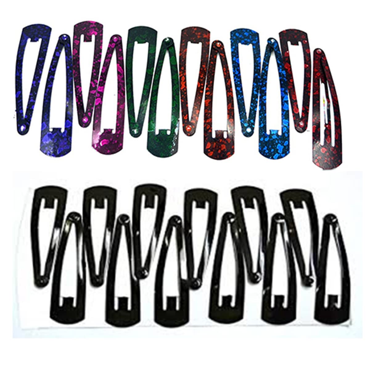 NAVMAV Tic Tac Hair Clips - Korean Matte Metal Snap Hairpins for Women & Girls (24Pcs, Black & MultiColor) - Perfect for School, Work, and Everyday Hairstyles