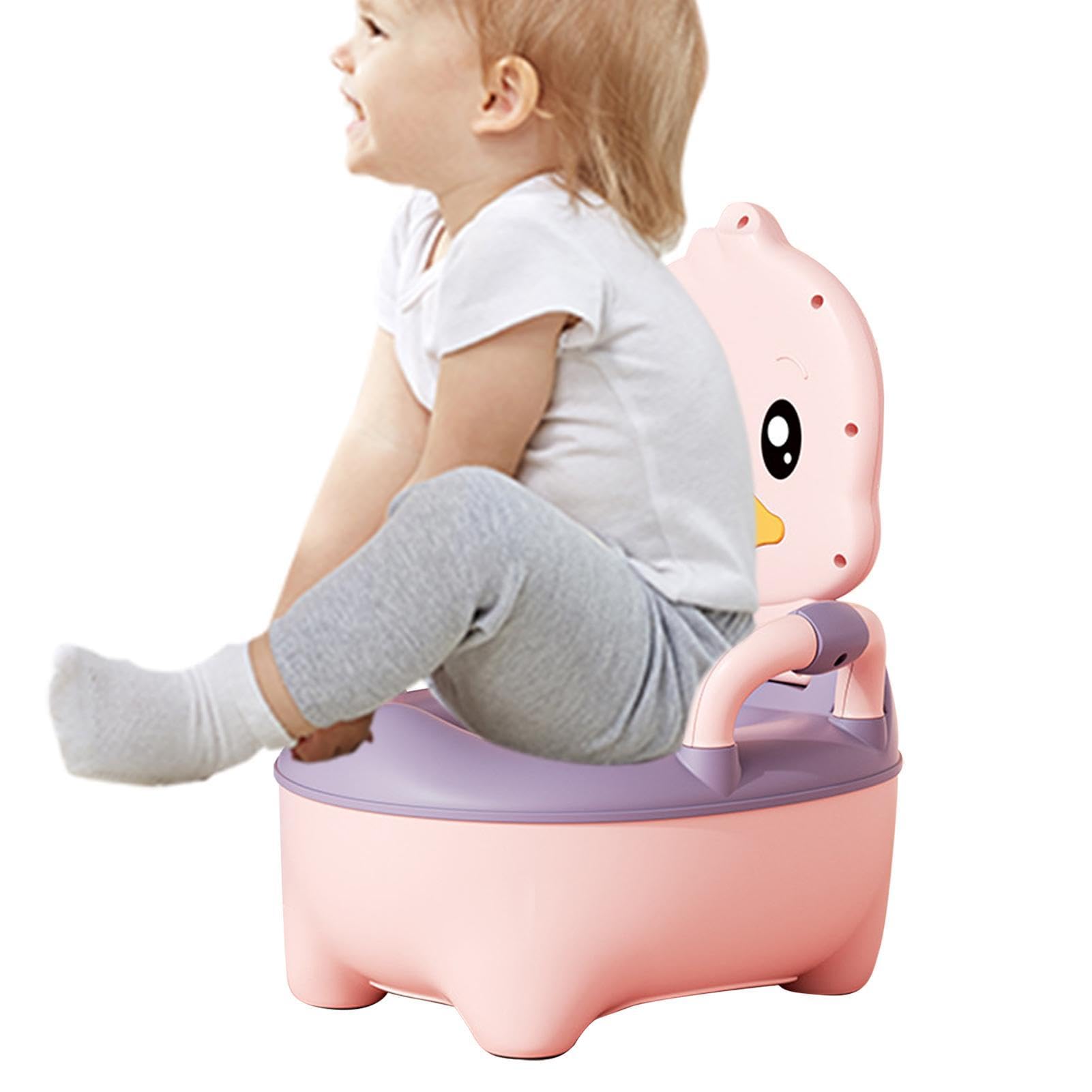 1-2 Pcs Toddler Potty Chair - Spill-Proof Kids Training Toilet Seat with Oval Bottom Design | Lightweight Foldable Travel Potty for Boys & Girls | Durable Portable Baby Potty for Home, Car & Outdoor Use (Pink)