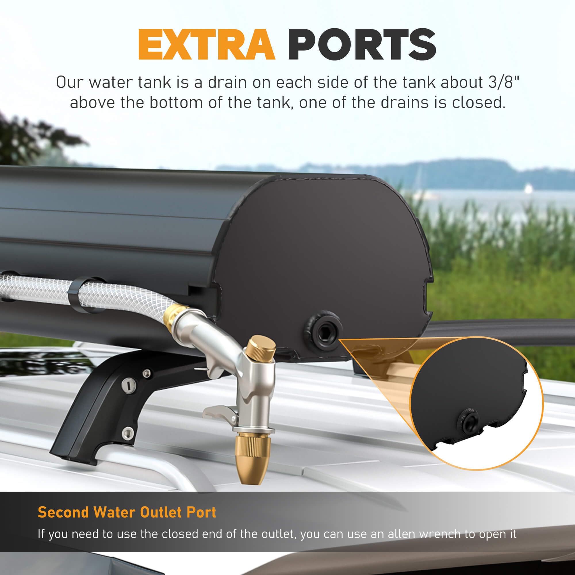 8 Gallon Pressurized Water Tank & Camping Shower - Portable Outdoor Shower System for Road Trips, Overlanding, RV Camping & Emergency Water Storage - Perfect for Off-Grid Adventures, Beach Days & Outdoor Hygiene