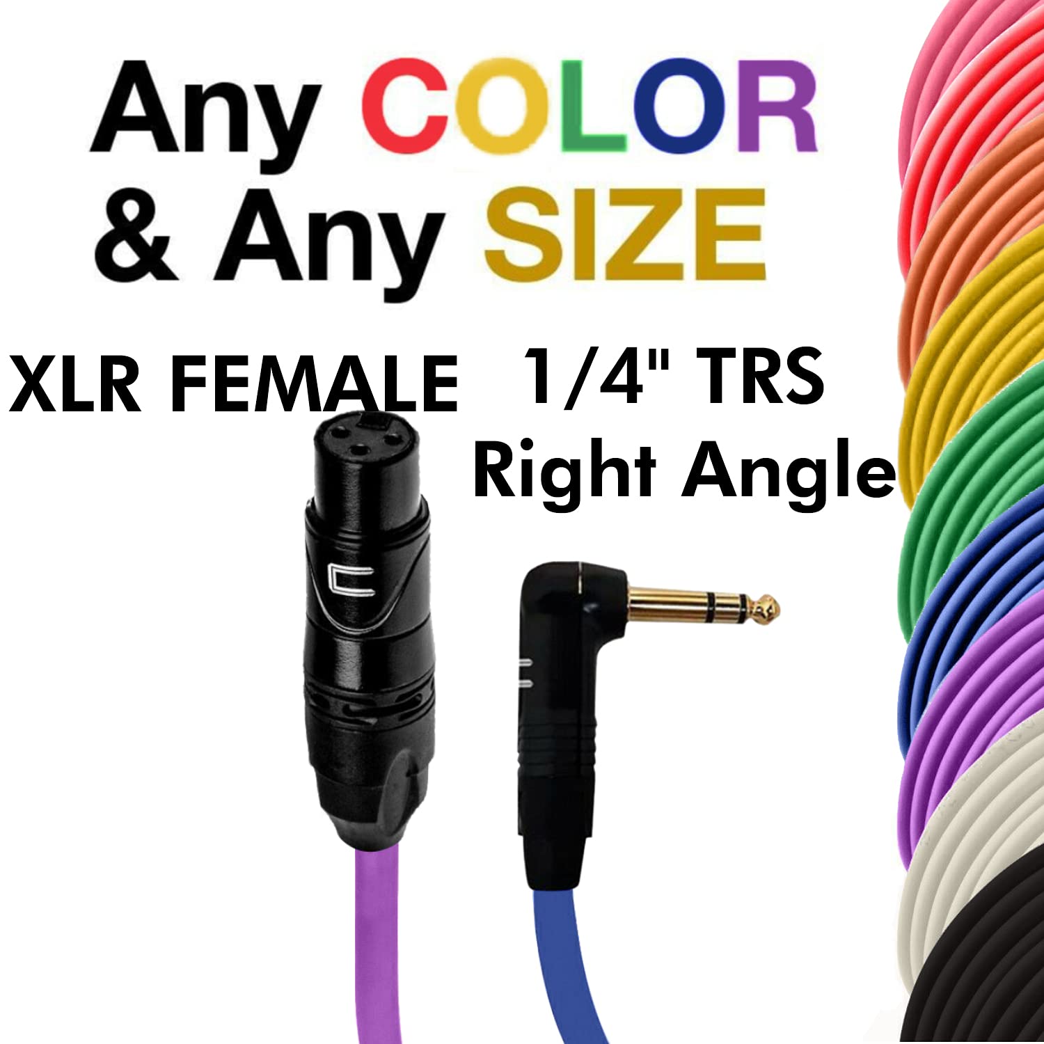Professional 200ft Green Balanced XLR Female to Right Angle 1/4