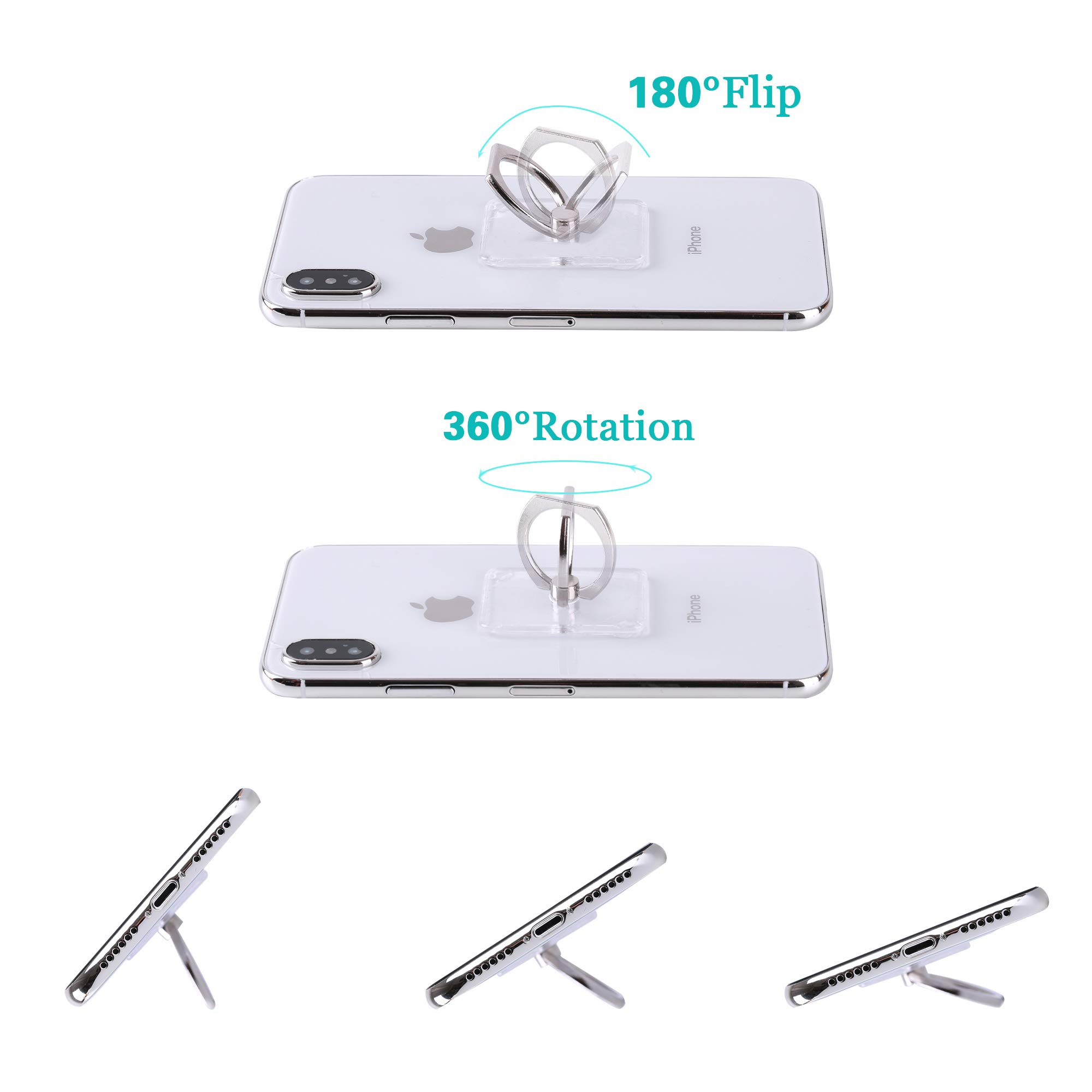 Transparent Phone Ring Holder Stand - Finger Grip Loop for Cell Phones - Perfect for Hands-Free Viewing, Selfies & Secure Grip (for iPhone, Samsung & All Smartphones)