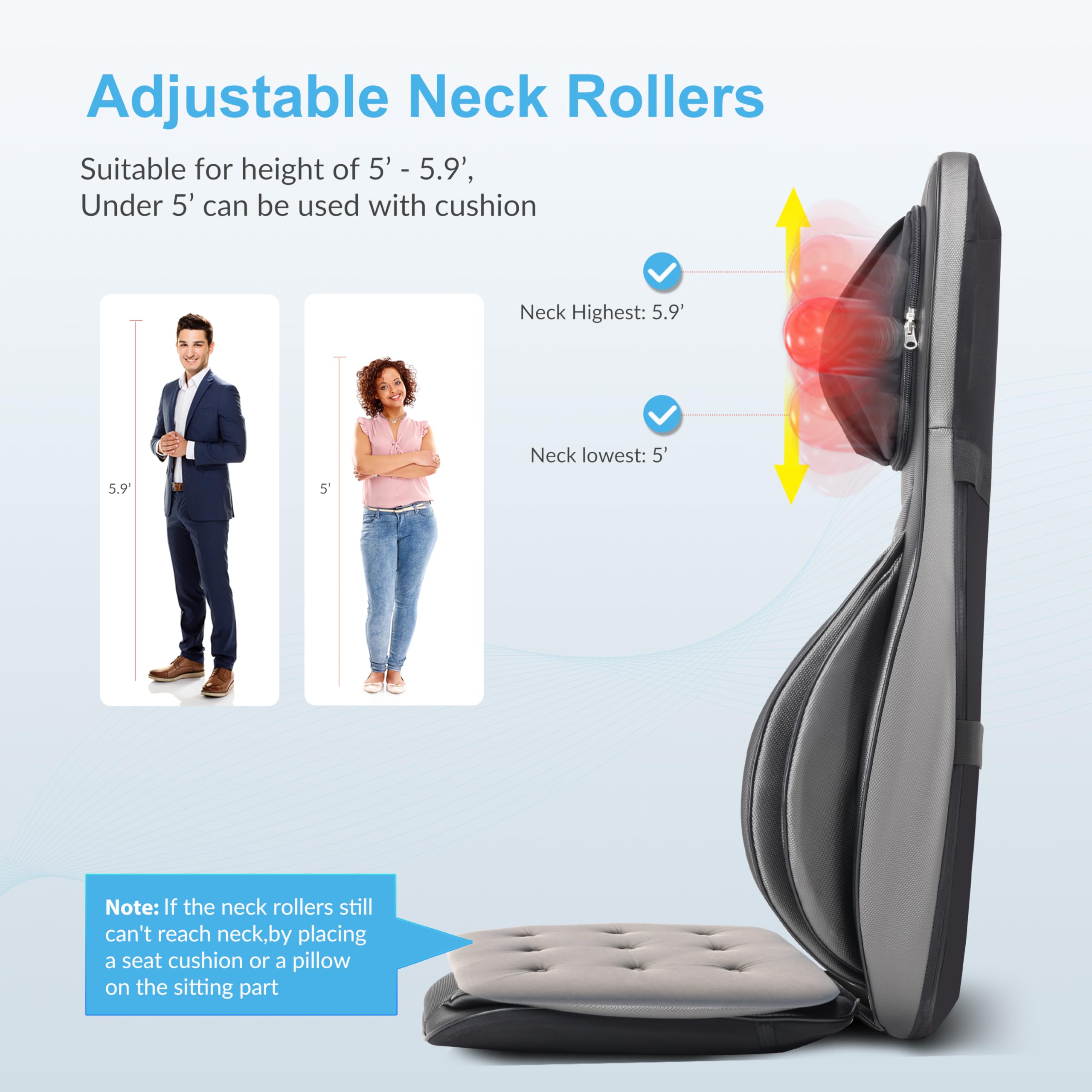COMFIER Shiatsu Neck & Back Massager with Heat - 2D/3D Kneading Massage Chair Pad, Adjustable Massage for Neck & Full Body Relaxation - Perfect Christmas Gift for Men, Women, Dad & Mom (Dark Gray) - Ideal for Home, Office & Car Use to Relieve Stress & Muscle Pain