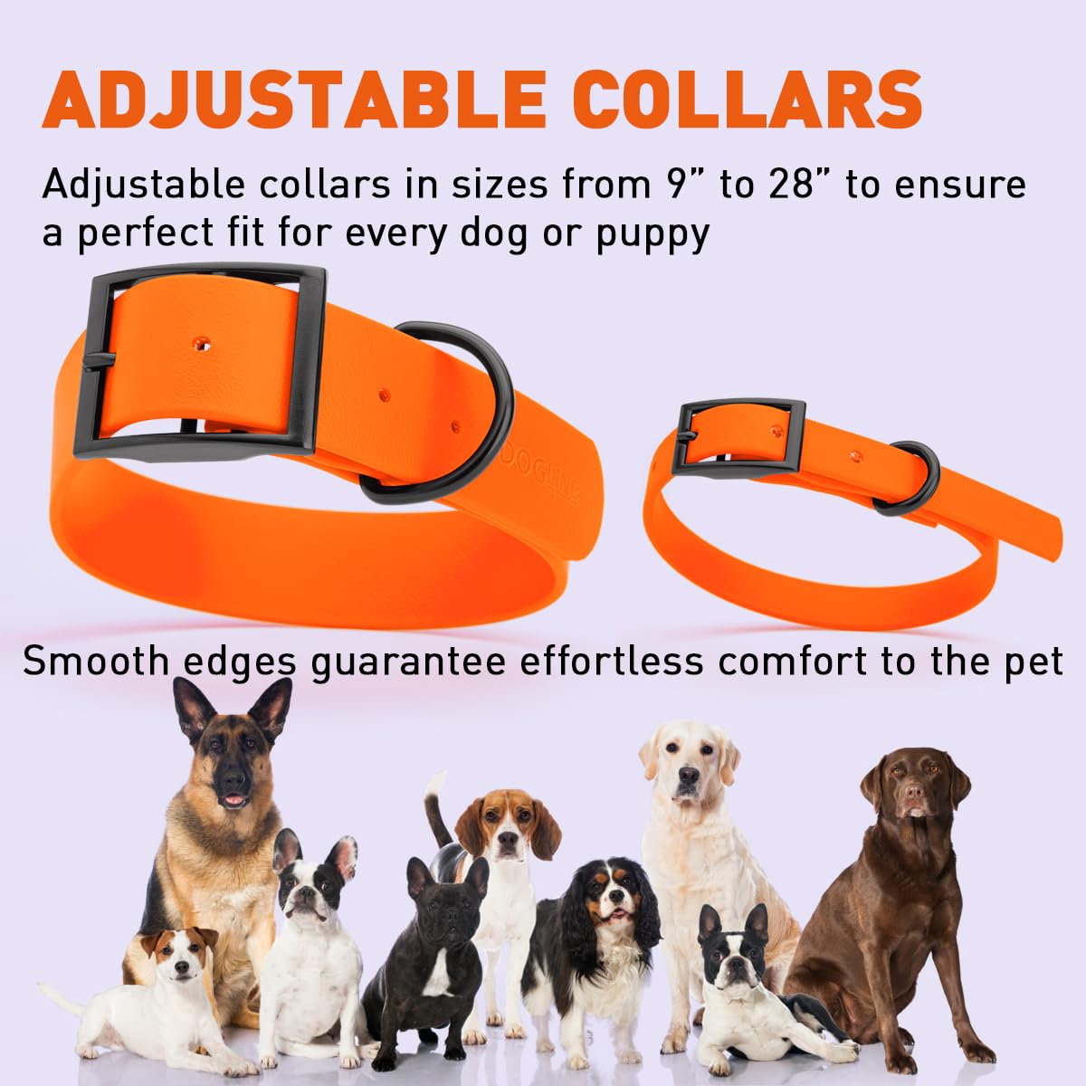 **Waterproof Biothane Dog Collar - Durable Coated Nylon Webbing with Black Hardware, Odor-Proof & Easy to Clean - Fits Small, Medium & Large Dogs (Hunter Orange) - Perfect for Outdoor Adventures, Hiking & Training**