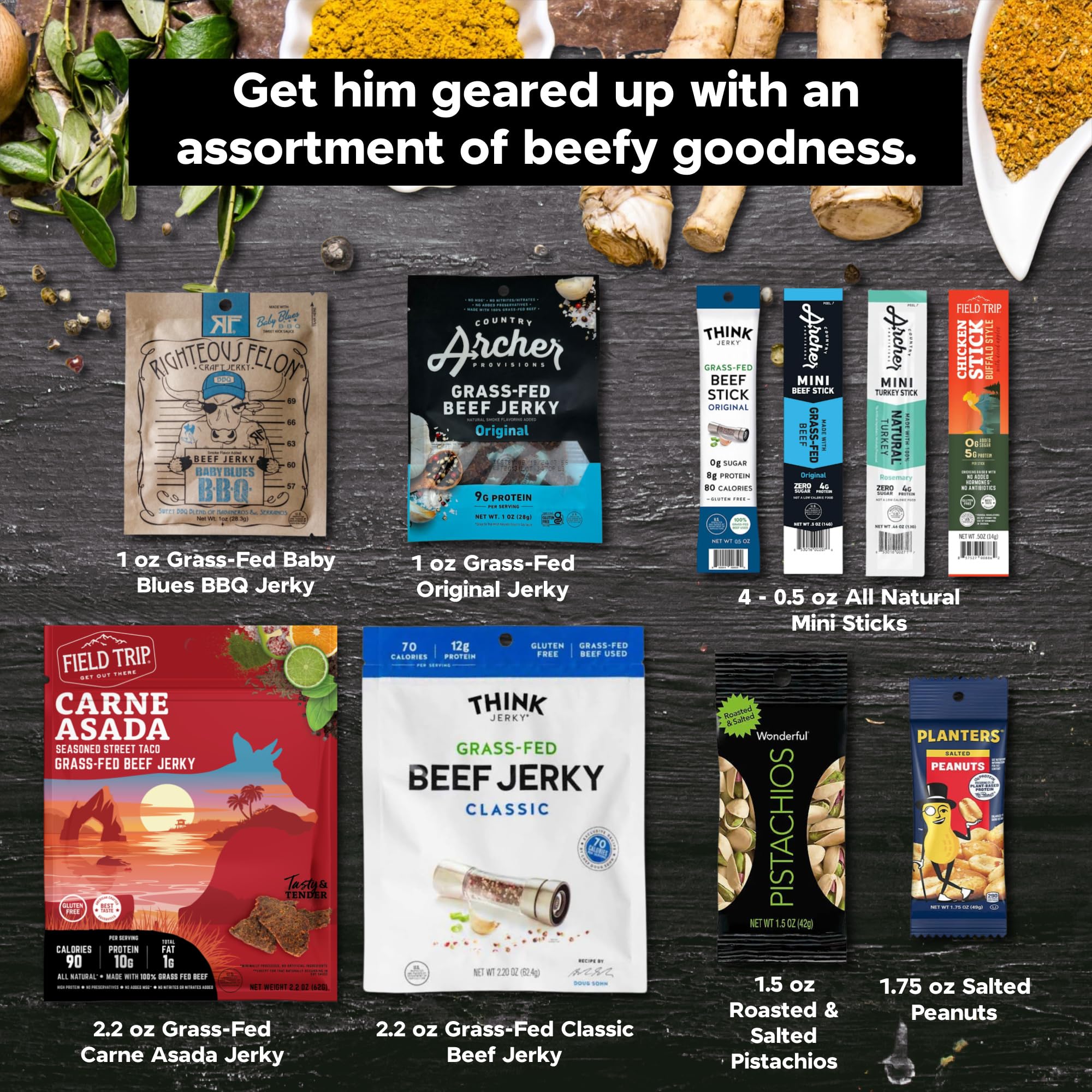Premium Macho Man Snack Pack - High Protein Beef Jerky Gift Box for Men | Low Carb Keto Snacks for Gym, Camping & Road Trips | Perfect Valentine's Gift for Husband, Dad & Boyfriend