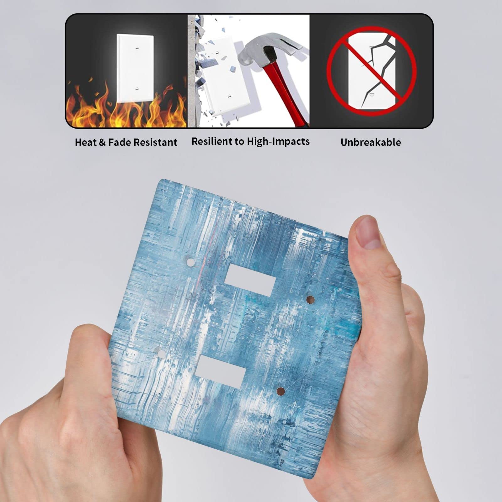 Abstract Oil Painting Light Switch Cover - Double Toggle 2 Gang Wall Plate (4.5