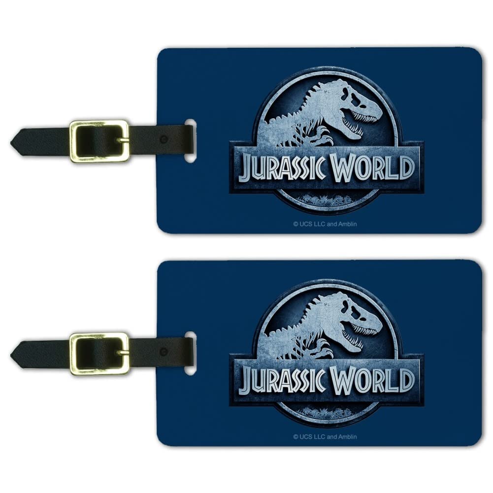 Jurassic World Blue Metal Logo Luggage ID Tags - Set of 2 Durable Carry-On Cards for Travel, Suitcases & Backpacks | Perfect for Airports, Business Trips & Vacation