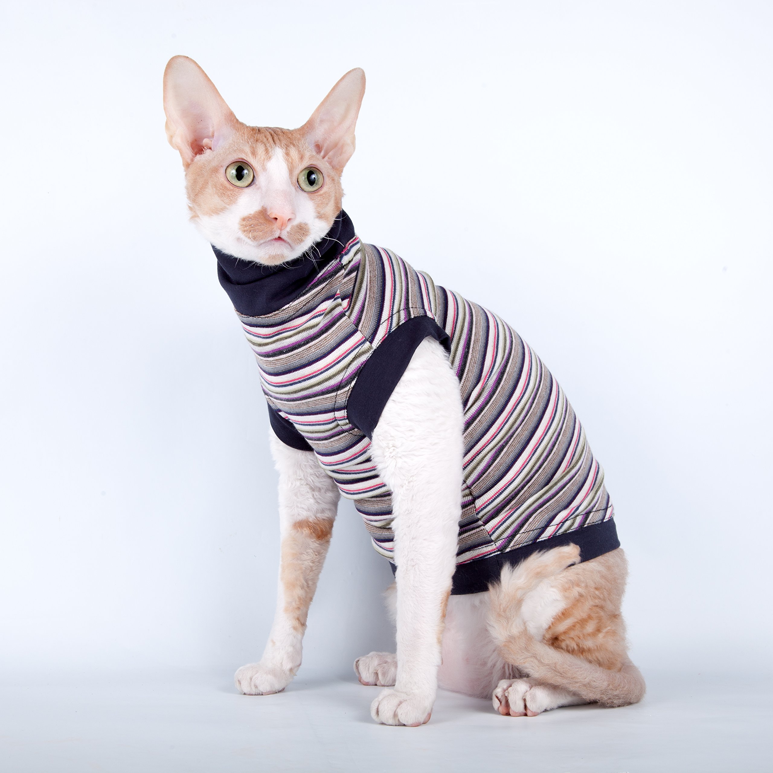 Striped Cat Turtleneck Sweater for Cats - Cozy & Stylish Winter Outfit for Indoor & Outdoor Adventures