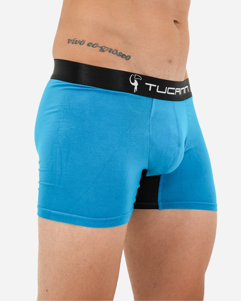 Premium Tucann Men's Boxer Briefs - Soft Breathable Cotton Underwear in Blue - Perfect for Everyday Comfort, Workout & Travel