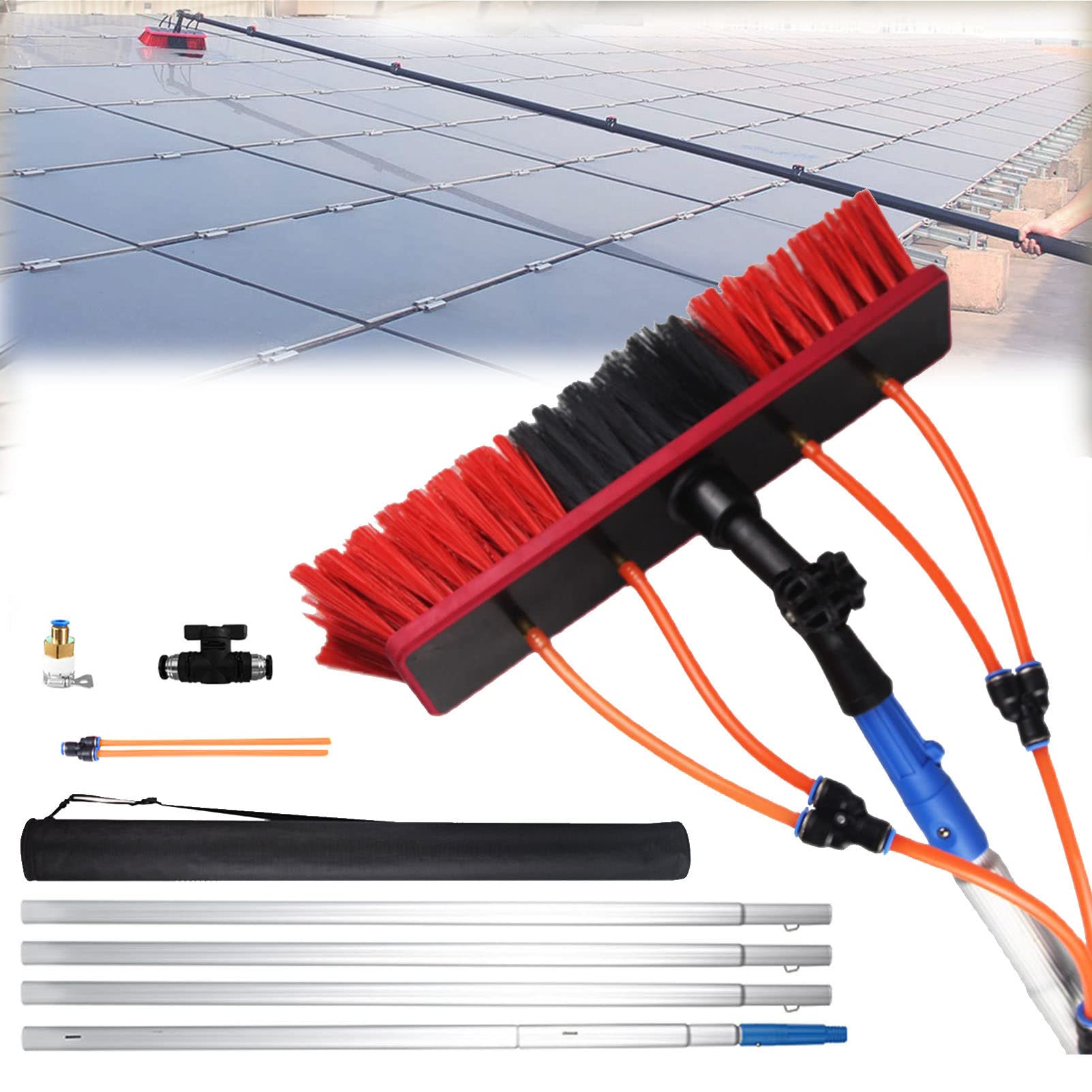 Solar Panel & Window Cleaning Kit - 29FT/9M Water Fed Pole with Brush & Spray Washer for Outdoor Glass Cleaning | Perfect for High Windows, Solar Panels & Hard-to-Reach Areas