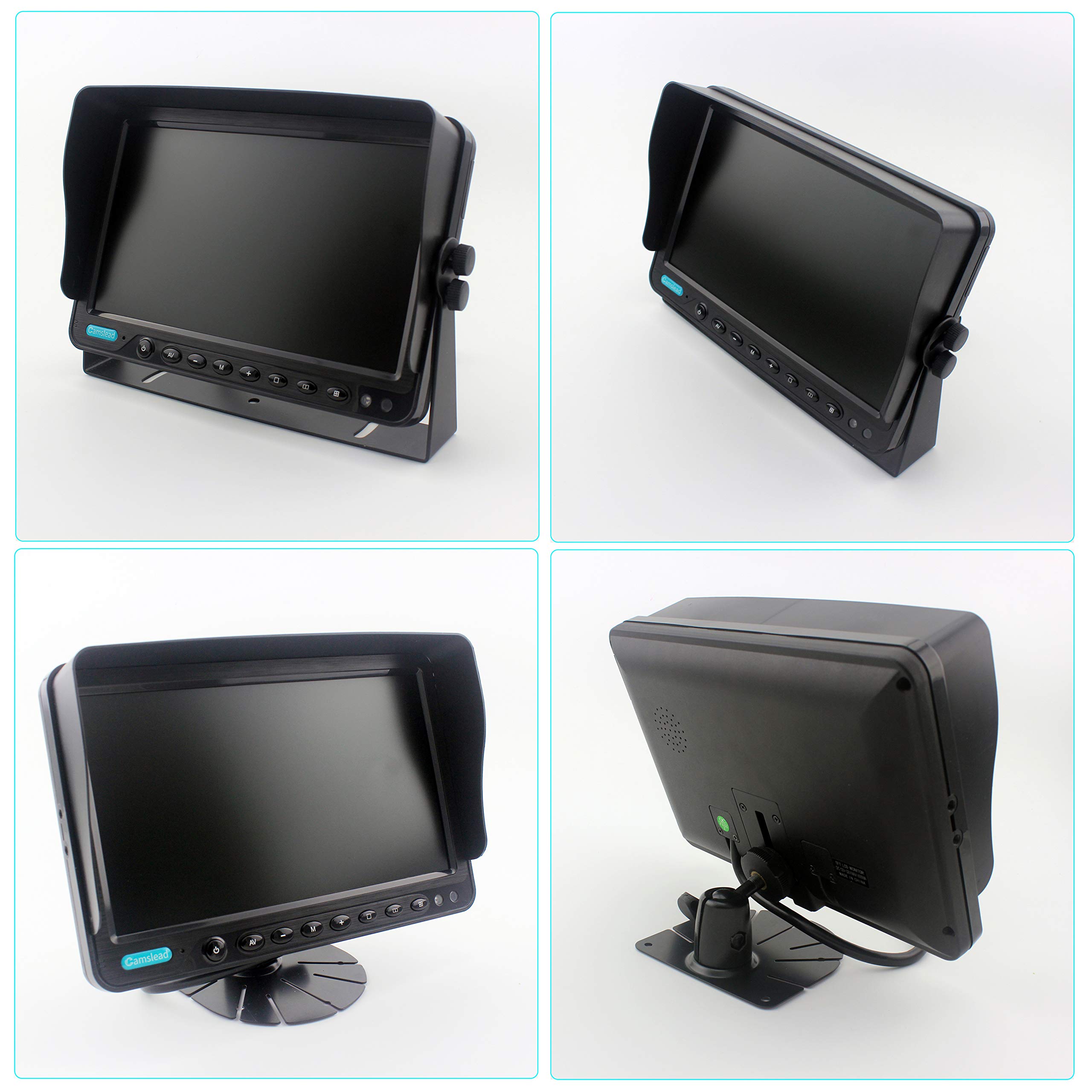 9 Inch Heavy Duty Vehicle Safety Camera System with Quad Split Screen - 2 Side Cameras & 2 HD Backup Cameras, IP69K Waterproof, 10G Vibration Resistant for Trucks, RVs, Trailers - Perfect for Parking, Reversing & Blind Spot Monitoring