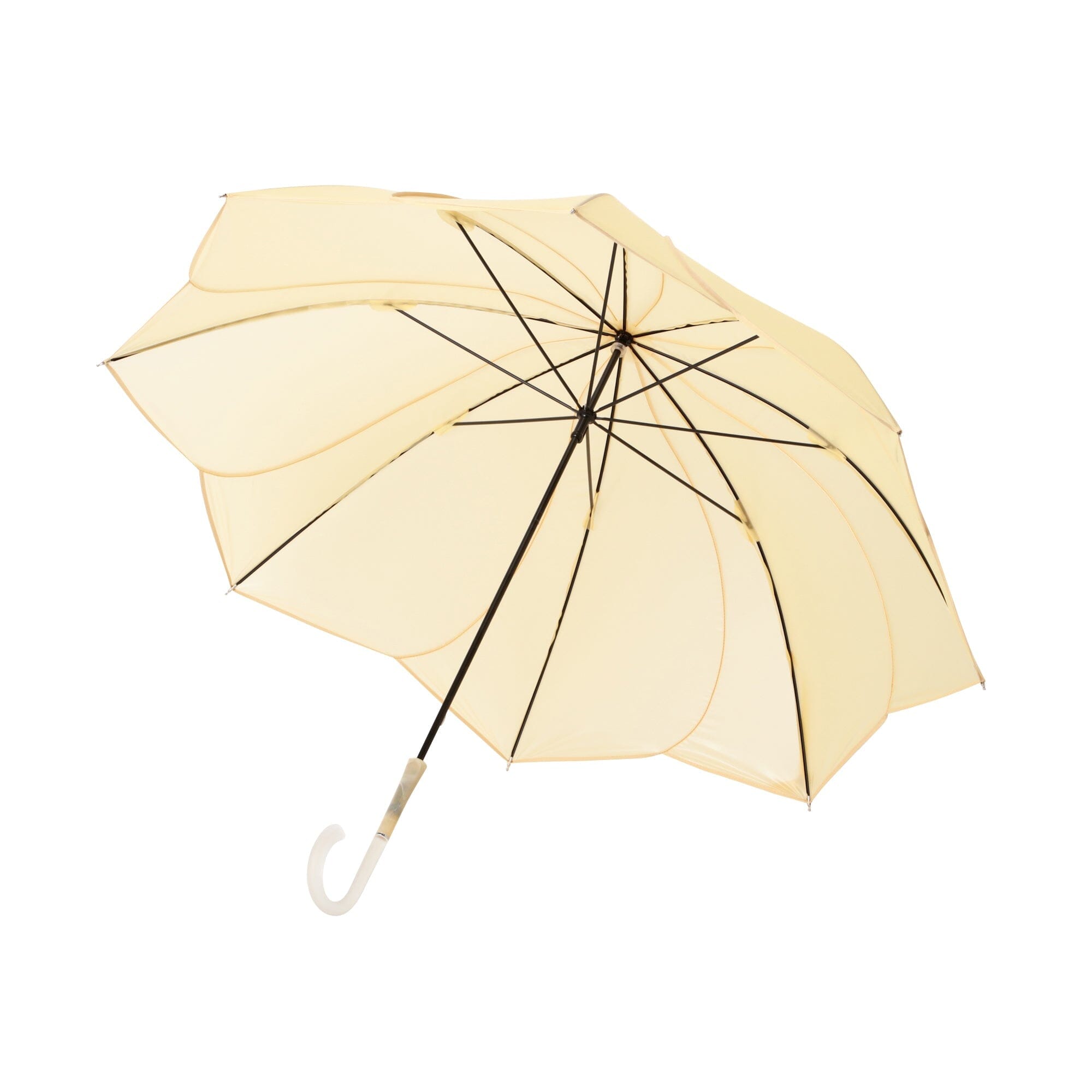 Transparent Windproof Long Umbrella with Powder Coated Handle - Yellow Rain Umbrella for Women & Men - Perfect for Walking, Commuting, and Outdoor Activities