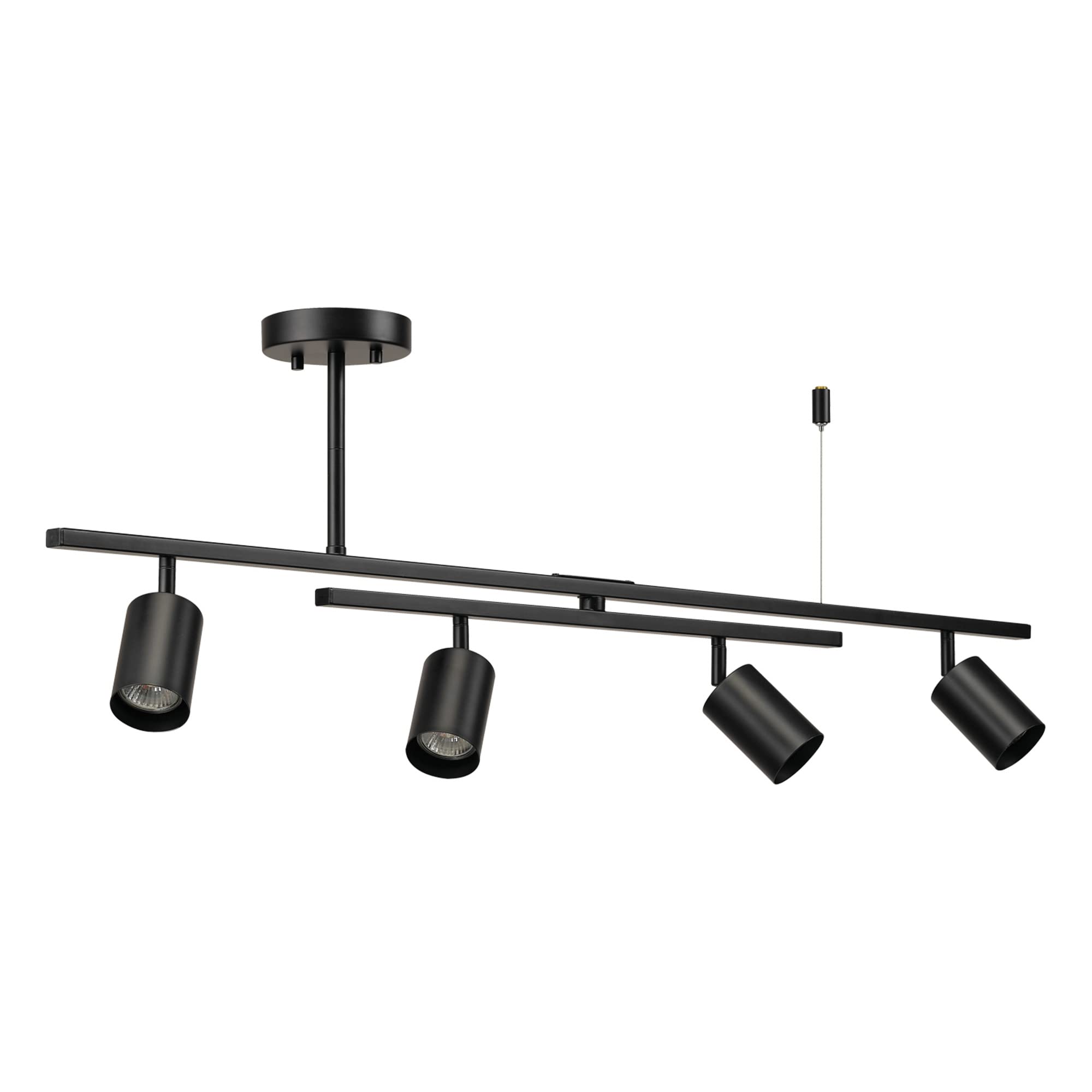 Globe Electric 57500 4-Light Matte Black Track Lighting Kit with Center Swivel Bar & Pivoting Heads - Adjustable Ceiling Light Fixture for Kitchen, Dining Room, Living Room, or Office (Bulbs Not Included)