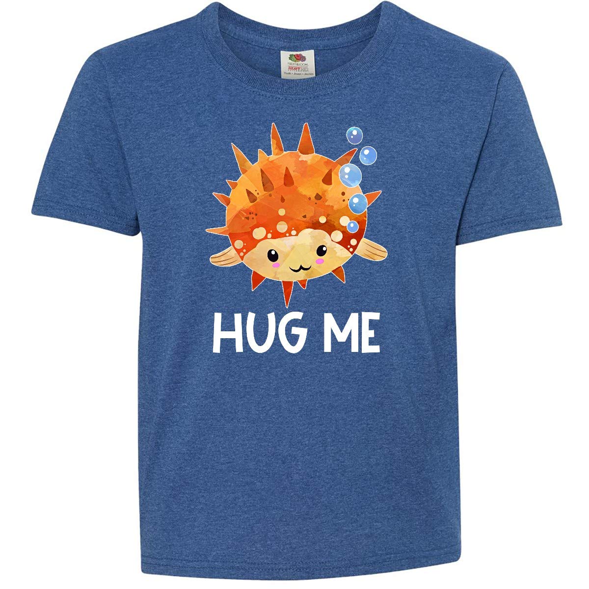 Inktastic Hug Me Cute Pufferfish with Bubbles Youth T-Shirt - Fun Graphic Tee for Kids & Teens - Perfect for Casual Wear, School, and Beach Outfits