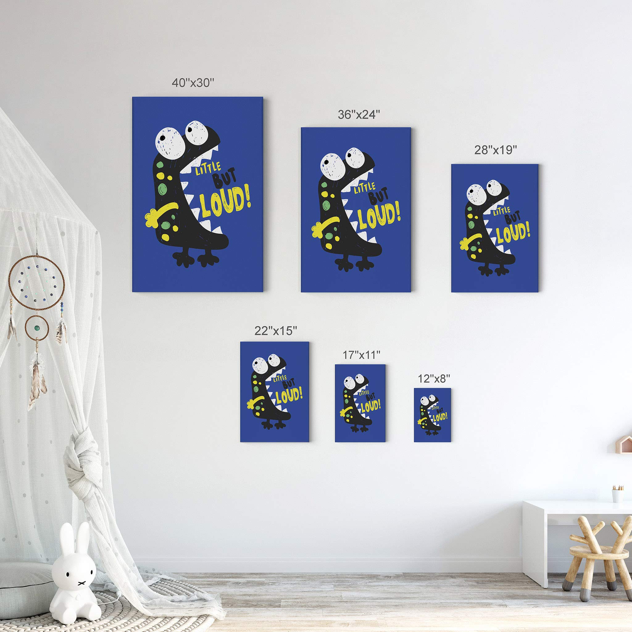 Cute Little Bur Loud Monster Canvas Wall Art - Blue Background, Ready to Hang, 22x15 Inches - Perfect for Boys Room, Nursery & Kids Bedroom Decor - Made in USA | Fun & Playful Wall Decor for Children's Spaces