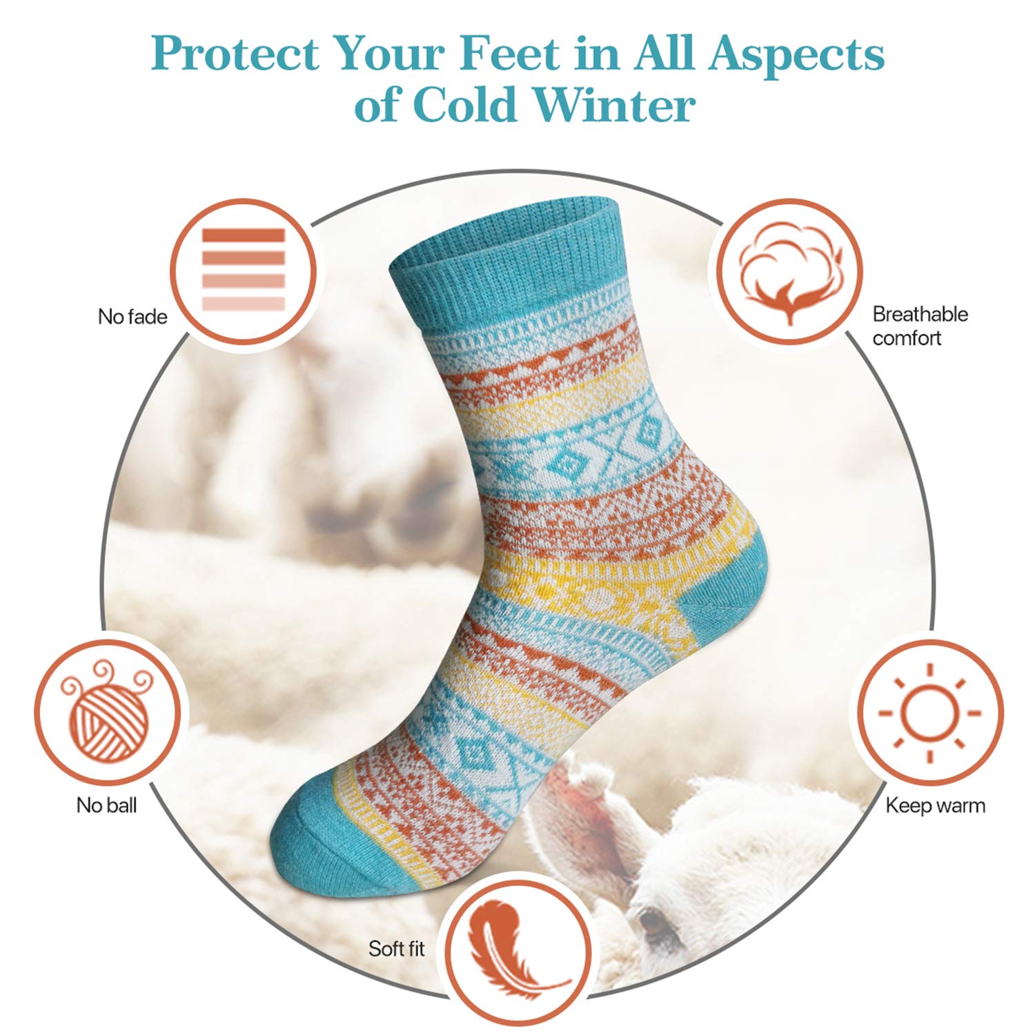 Warm Winter Wool Crew Socks for Women - Soft & Cozy Thick Knit Socks - Perfect Christmas Gifts & Stocking Stuffers - Ideal for Cold Weather, Home Comfort & Holiday Gifting