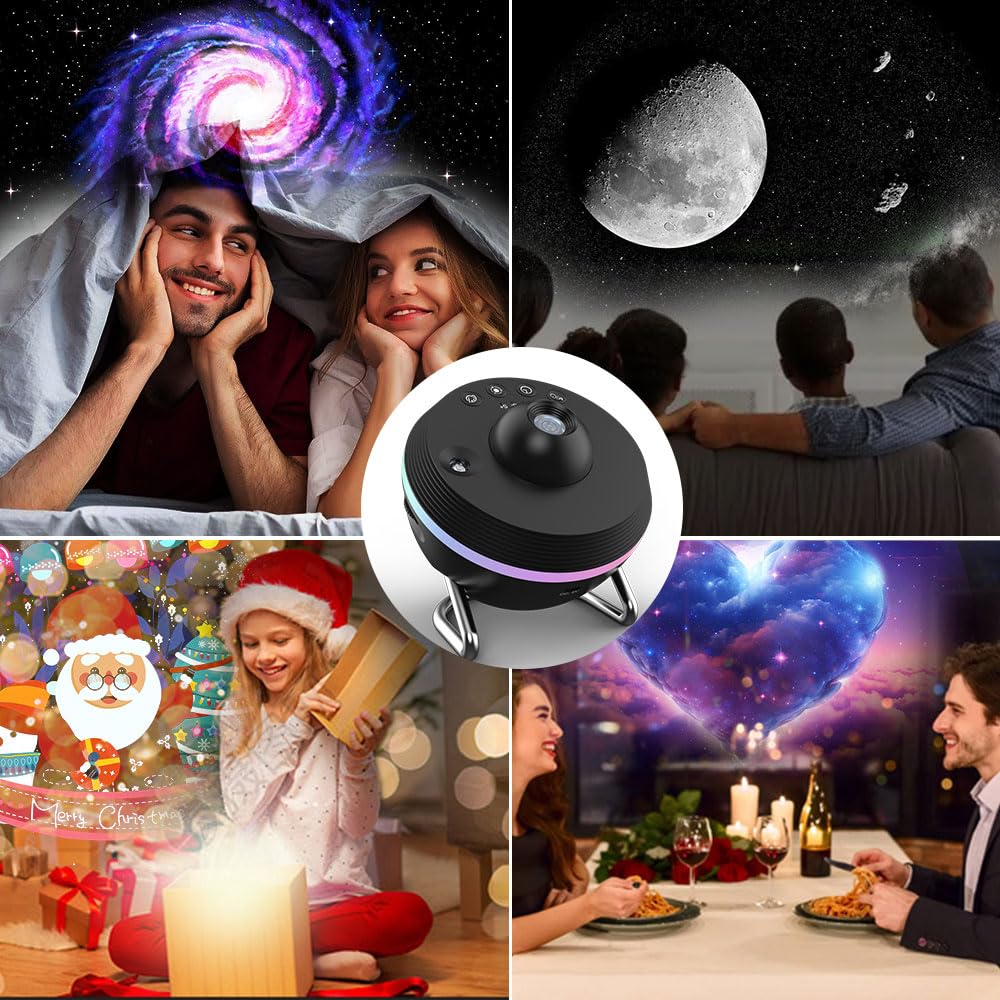 WFOJOO Star Projector Galaxy Light - 360° Rotating Planetarium Night Light with Nebula & Meteor Effects for Bedroom, Kids Room, Home Theater, and Relaxation | Perfect Birthday & Christmas Gift for Kids & Adults