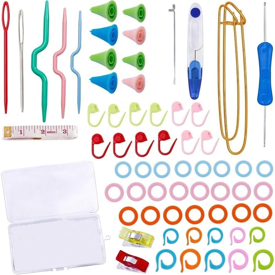 ELINKA Complete Knitting Kit with Needles, Hooks, Stitch Markers & Storage Case - Perfect for Beginners & Advanced Knitters - DIY Yarn Craft, Crochet & Handmade Projects