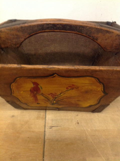 Vintage Asian Wooden Rice Storage Bucket - 16