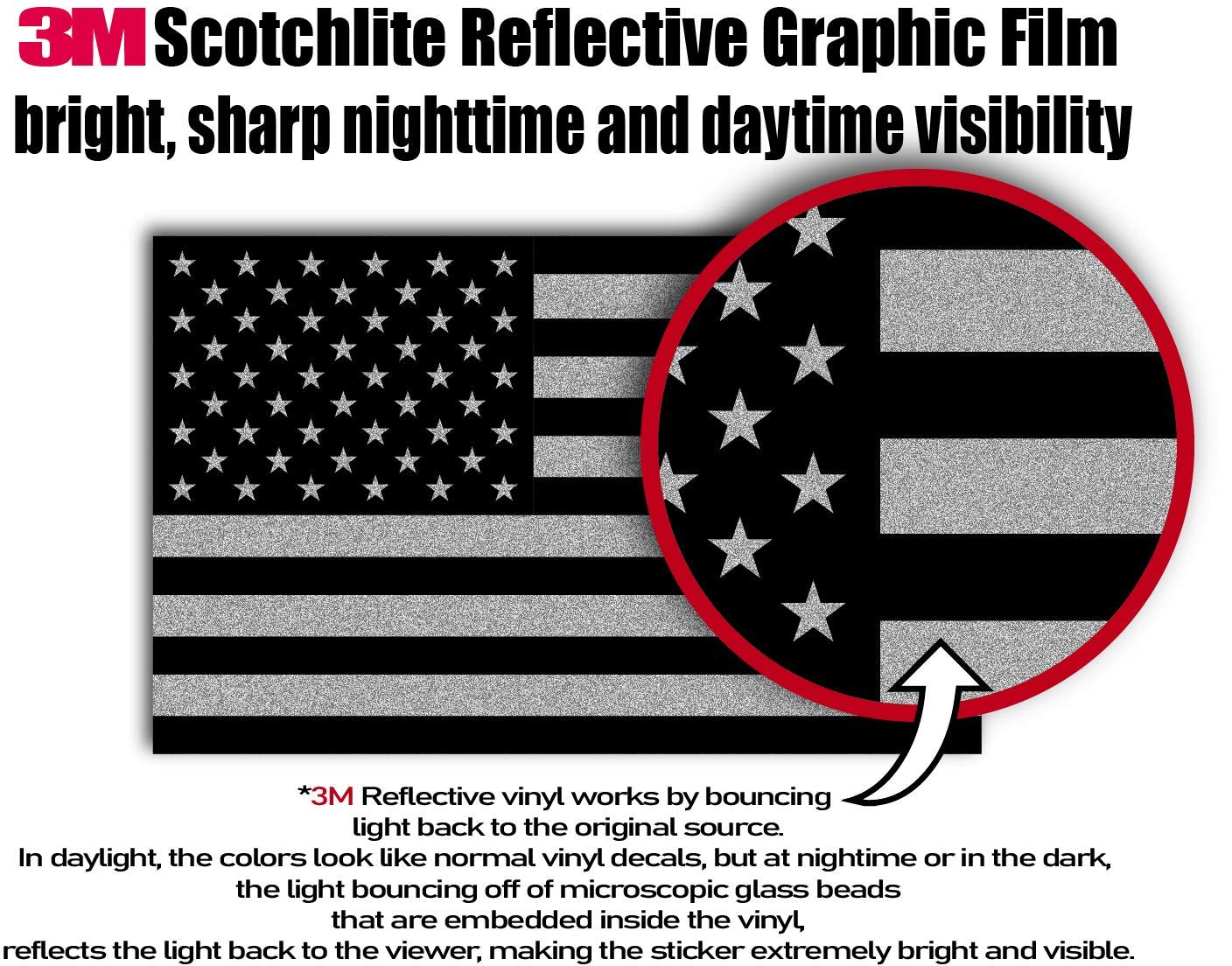 3M Reflective Patriotic Sticker - USA Flag Design | Waterproof & Durable for Cars, Bumpers, Laptops & Helmets | Show Your American Pride Anywhere