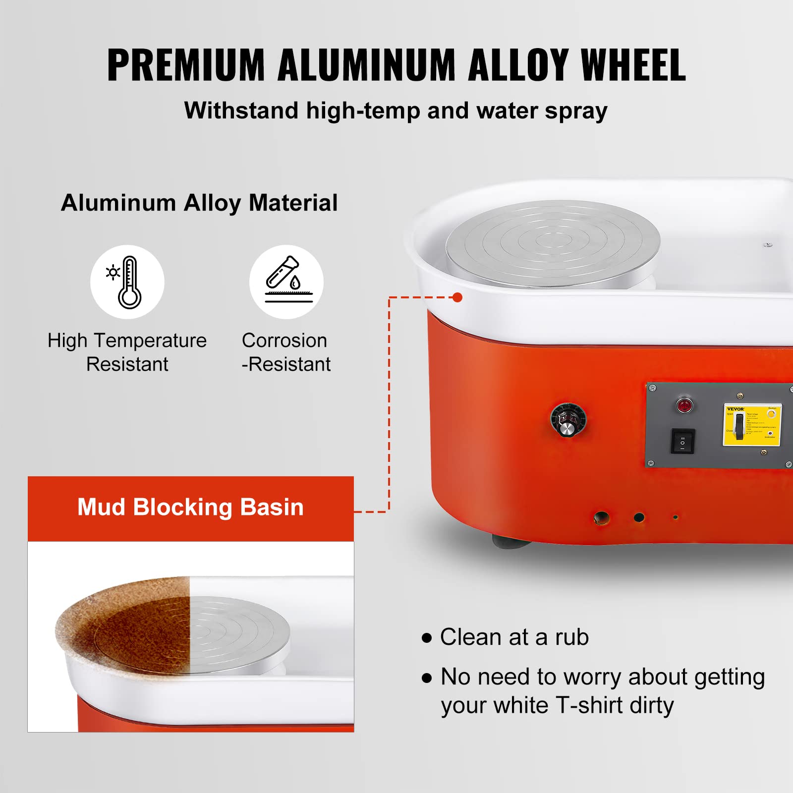 VEVOR 25cm Electric Pottery Wheel 350W with ABS Basin - 110V Ceramic Clay Art Craft Machine for Beginners & Professionals | Perfect for Home Studios, Classroom Projects & DIY Pottery Making
