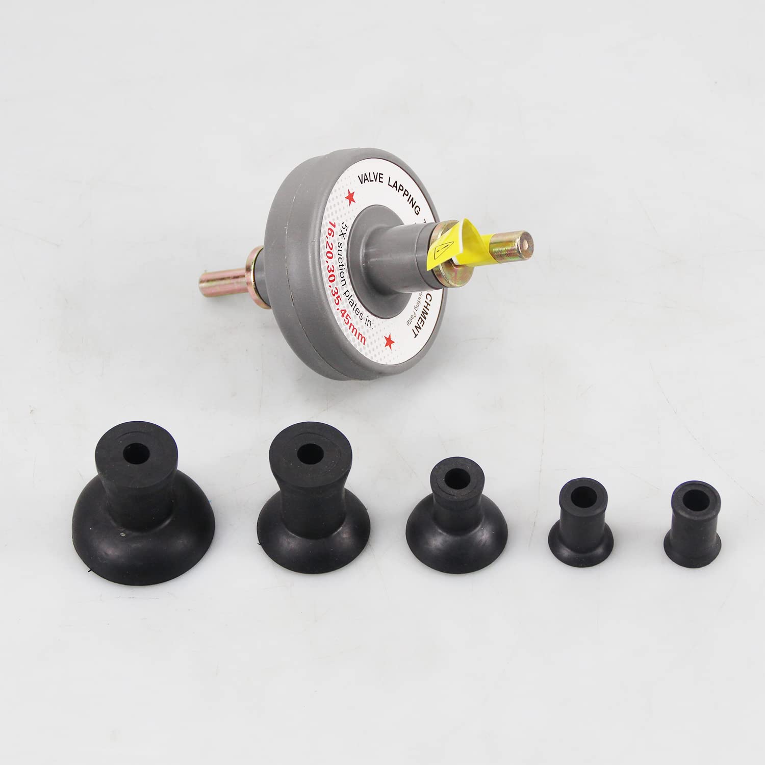 Valve Lapping Tool Kit for Engine Repair - 5 Suction Cup Drill Attachment Set with Grinding Compound | Perfect for Automotive DIY, Motorcycle & Small Engine Valve Maintenance