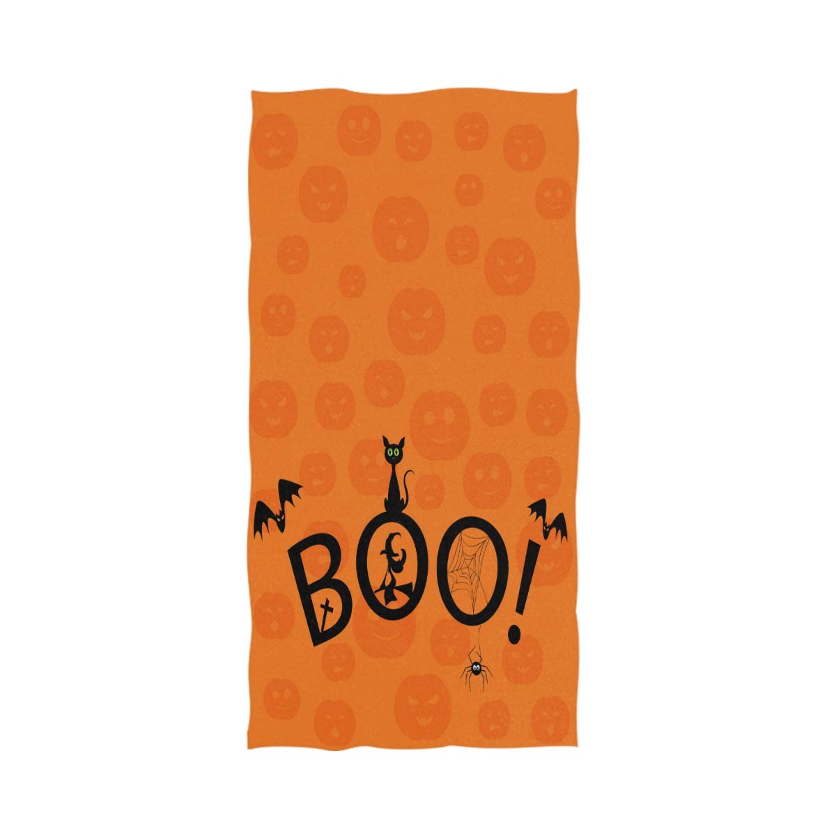 Halloween Black Cat Witch Pumpkin Pattern Soft Large Hand Towels - 16 x 30 Inches Multipurpose Bath, Kitchen, Gym & Spa Towel - Perfect for Halloween Decor, Fall Home Decor & Gift Giving (Orange)