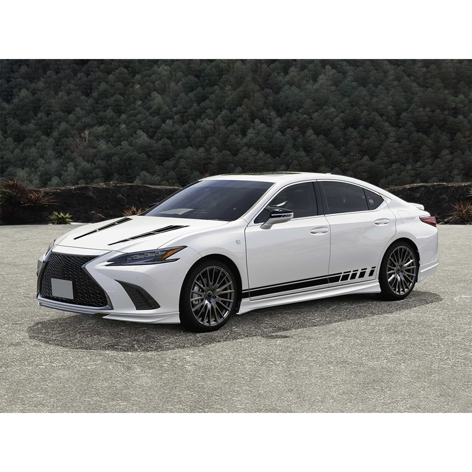 Bilisin 6Pcs Universal Car Hood Stripe Vinyl Decals - Sport Racing Graphics for Cars, SUVs, Trucks - Side Body & Rear View Mirror Accessories - Perfect for Customizing Your Vehicle's Look