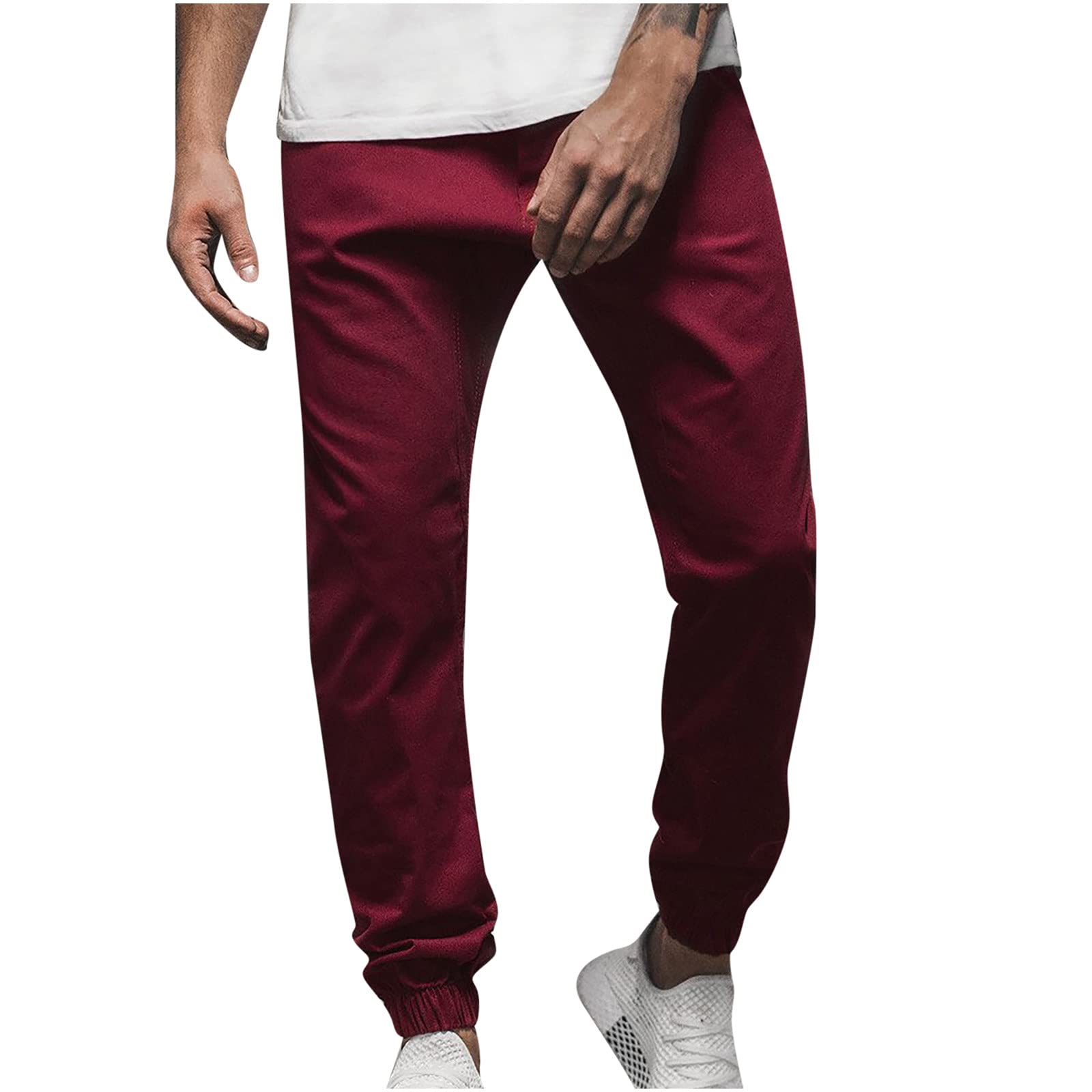 qucoqpe Men's Khaki Casual Jogger Pants - Classic Fit, Lightweight & Breathable for Summer, Running, Workout & Lounge | Tall Sweatpants for Sports, Travel & Everyday Wear