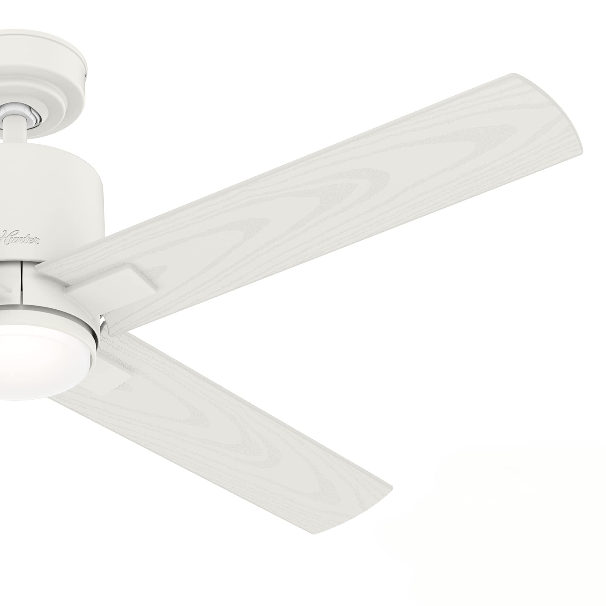 Hunter Fan 52 Inch Matte White Outdoor Ceiling Fan with LED Light Kit & Remote Control - Durable Weatherproof Design for Patio, Deck, Porch & Backyard (Renewed)