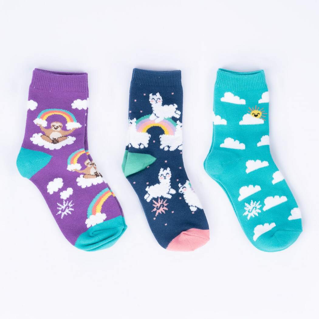 Sloth Dreams Crew Socks 3-Pack for Women & Teens - Fun Animal Print Novelty Socks - Perfect for Casual Wear, Gifts & Sleepovers