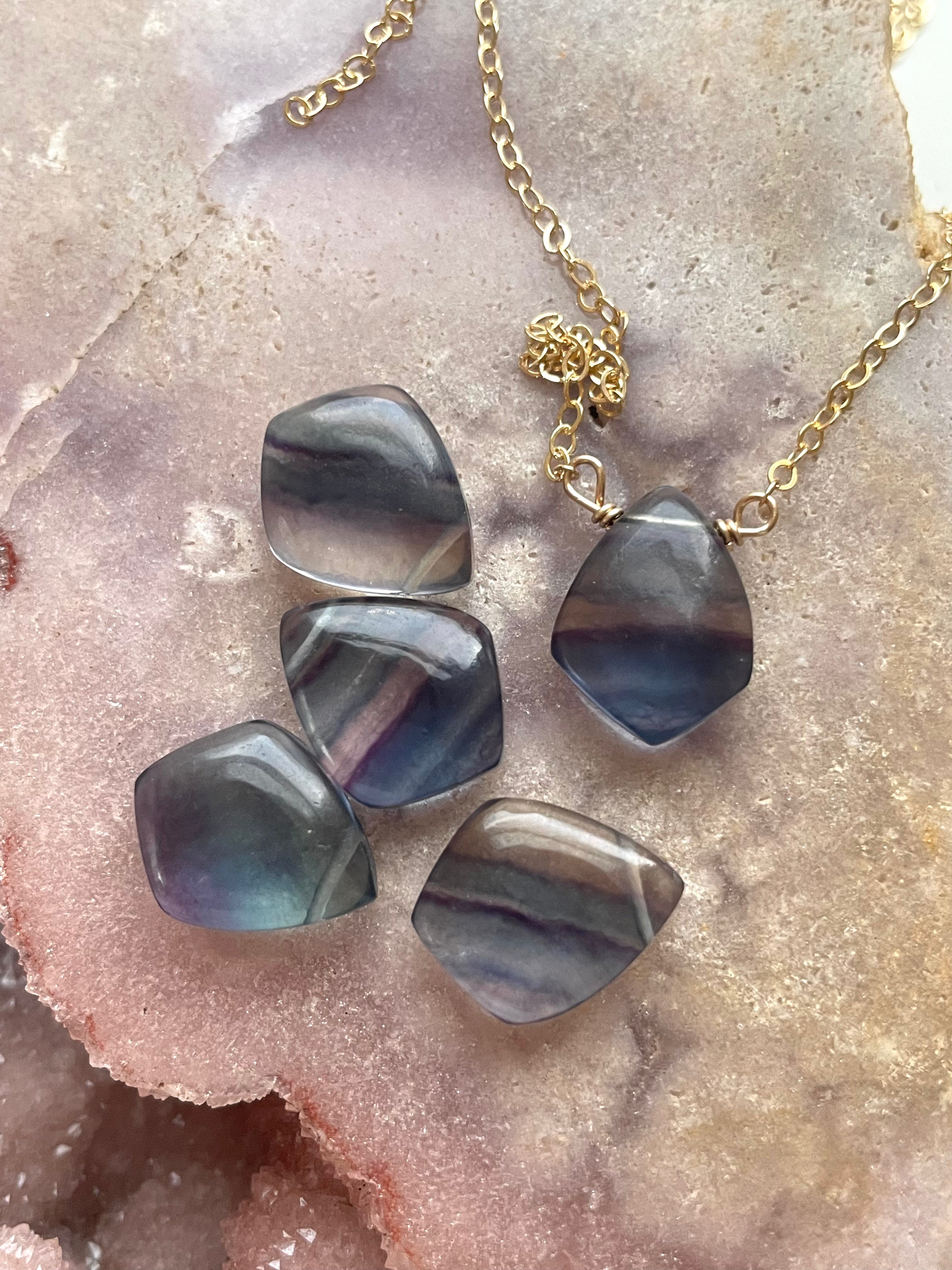 Rainbow Fluorite Pendant Necklace - Healing Crystal Jewelry for Women - Elegant Spiritual Gift for Meditation, Energy Balancing & Chakra Healing