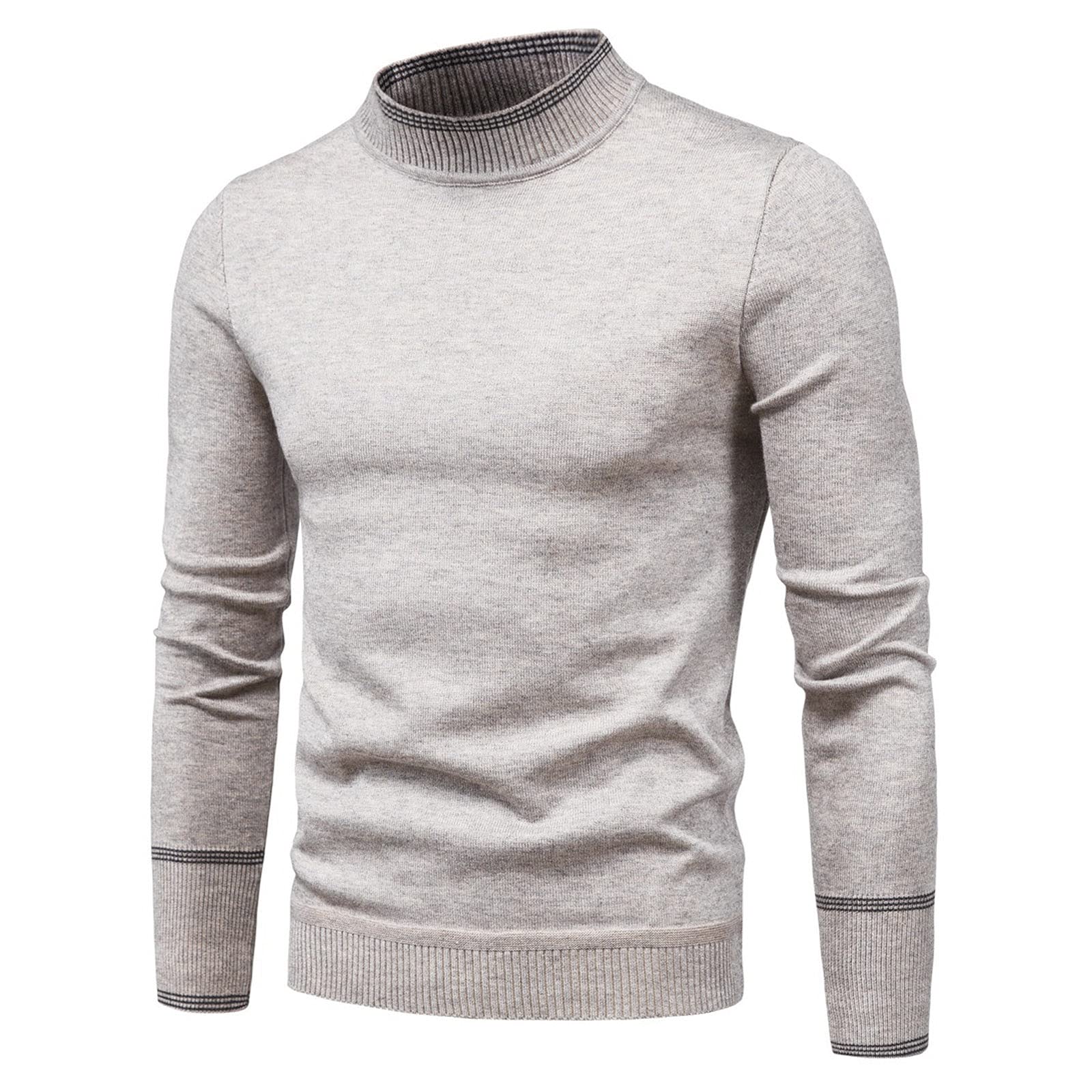 Men's Solid Color Knitted Turtleneck Pullover Sweater - Warm Winter Casual Top for Office, Dating & Outdoor Activities