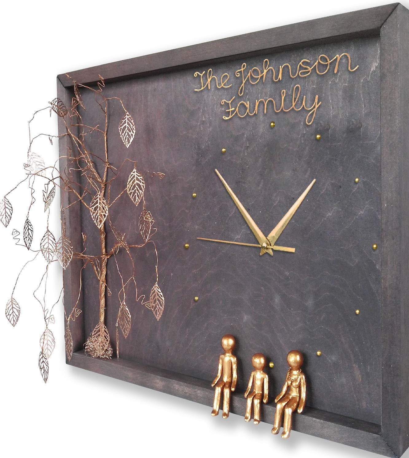 8th 19th 21st Bronze Anniversary Wall Clock - Personalized Wedding Gift for Wife, Husband, Parents & Grandparents - Custom Metal Family Tree Keepsake - Perfect for Home Decor & Special Occasions
