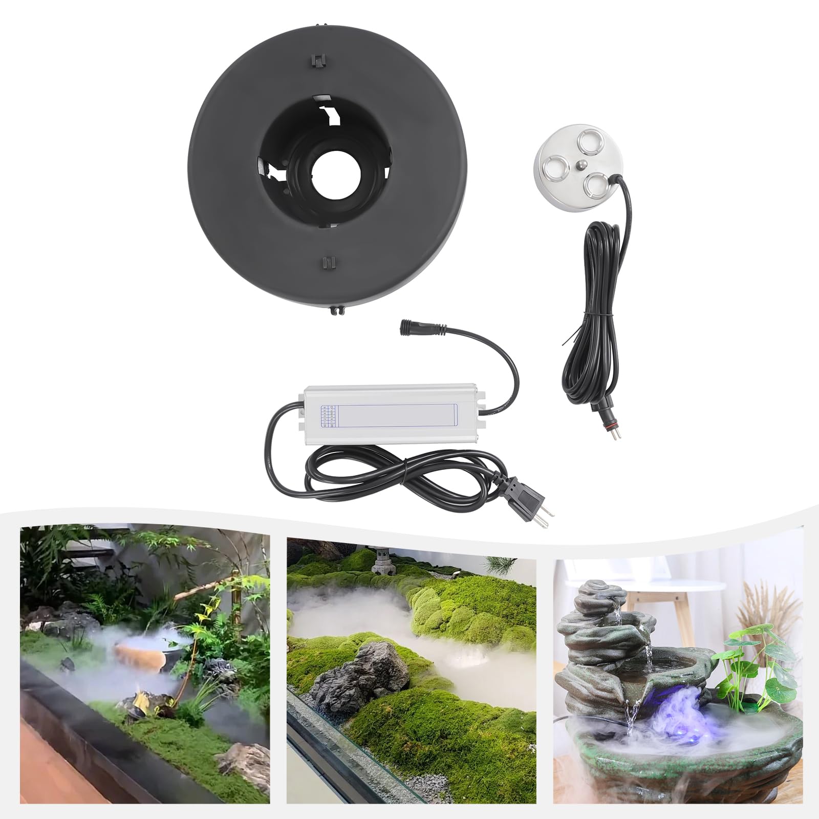 3 Head Ultrasonic Fogger Mist Maker - Cool Mist Humidifier for Greenhouse, Pond, and Indoor Plants | Air-Cooled Fog Machine with Transformer for Humidity Control